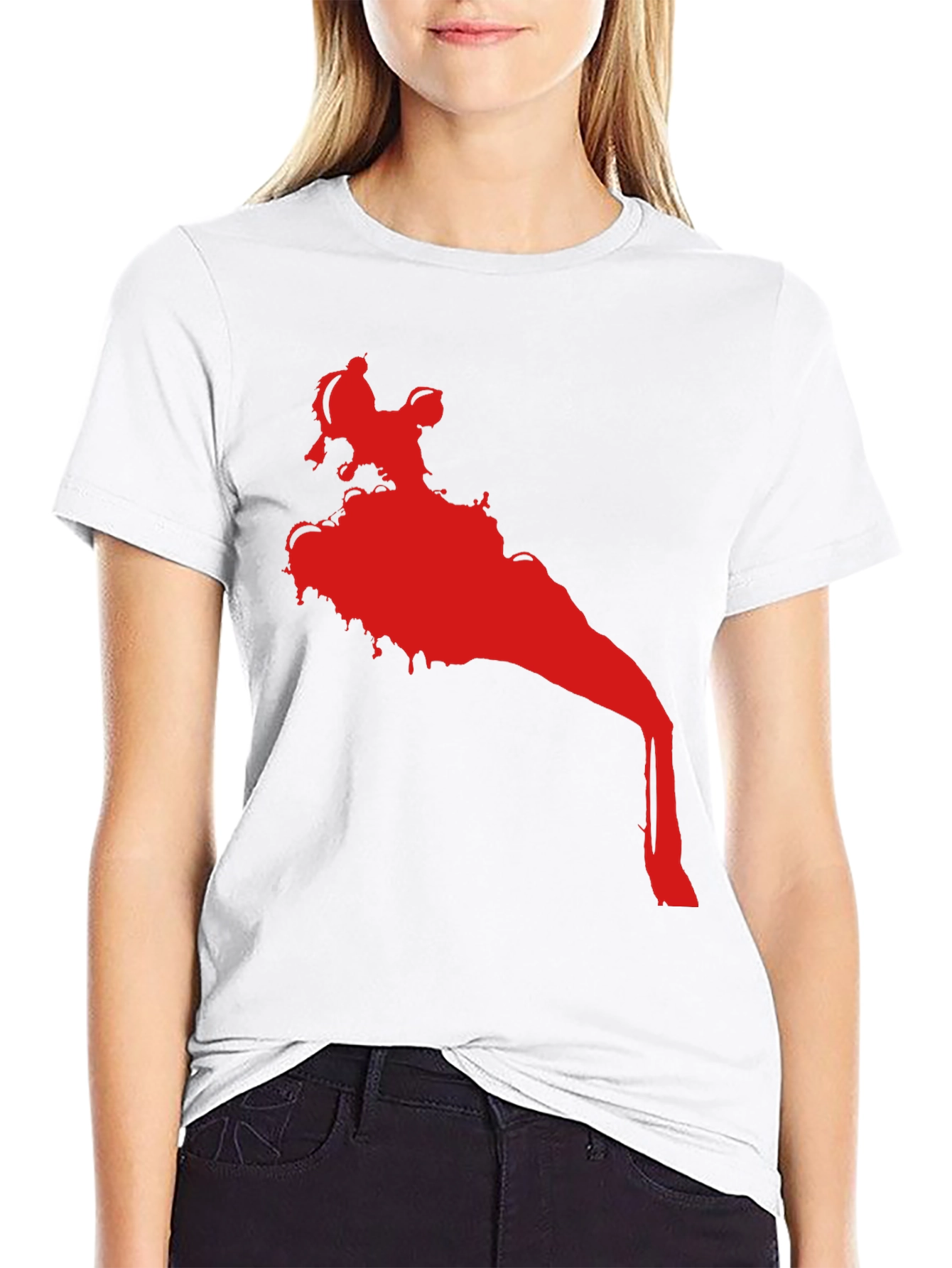 Statement Black T-Shirt with Red Graphic