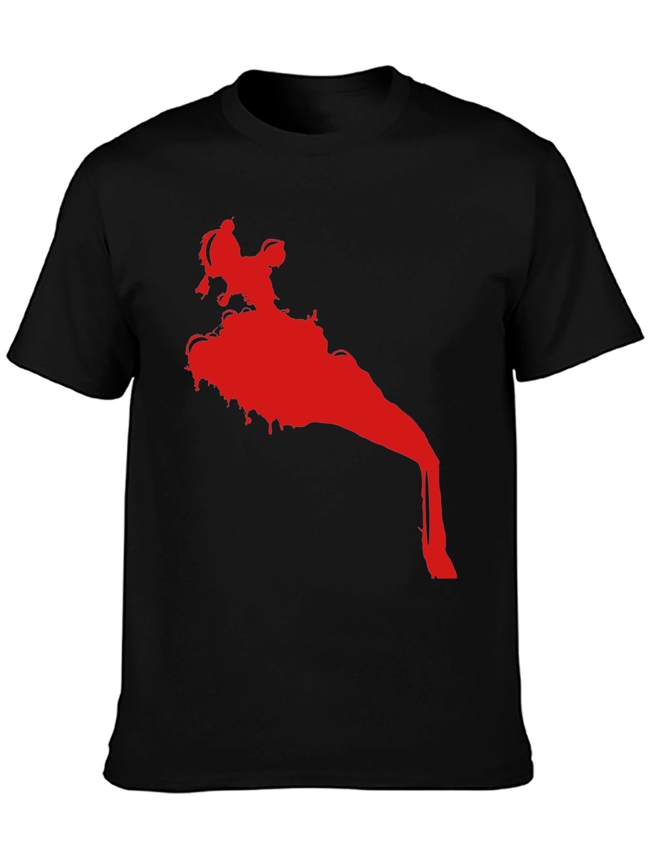 Statement Black T-Shirt with Red Graphic