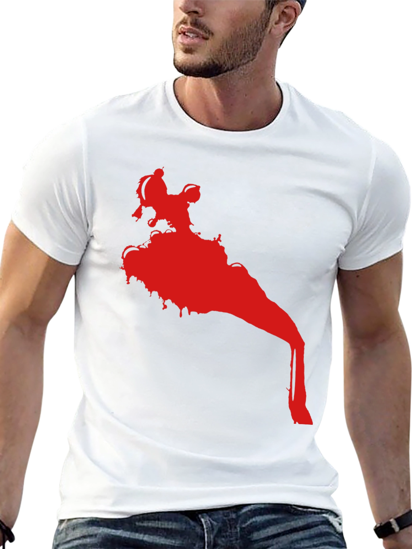 Statement Black T-Shirt with Red Graphic