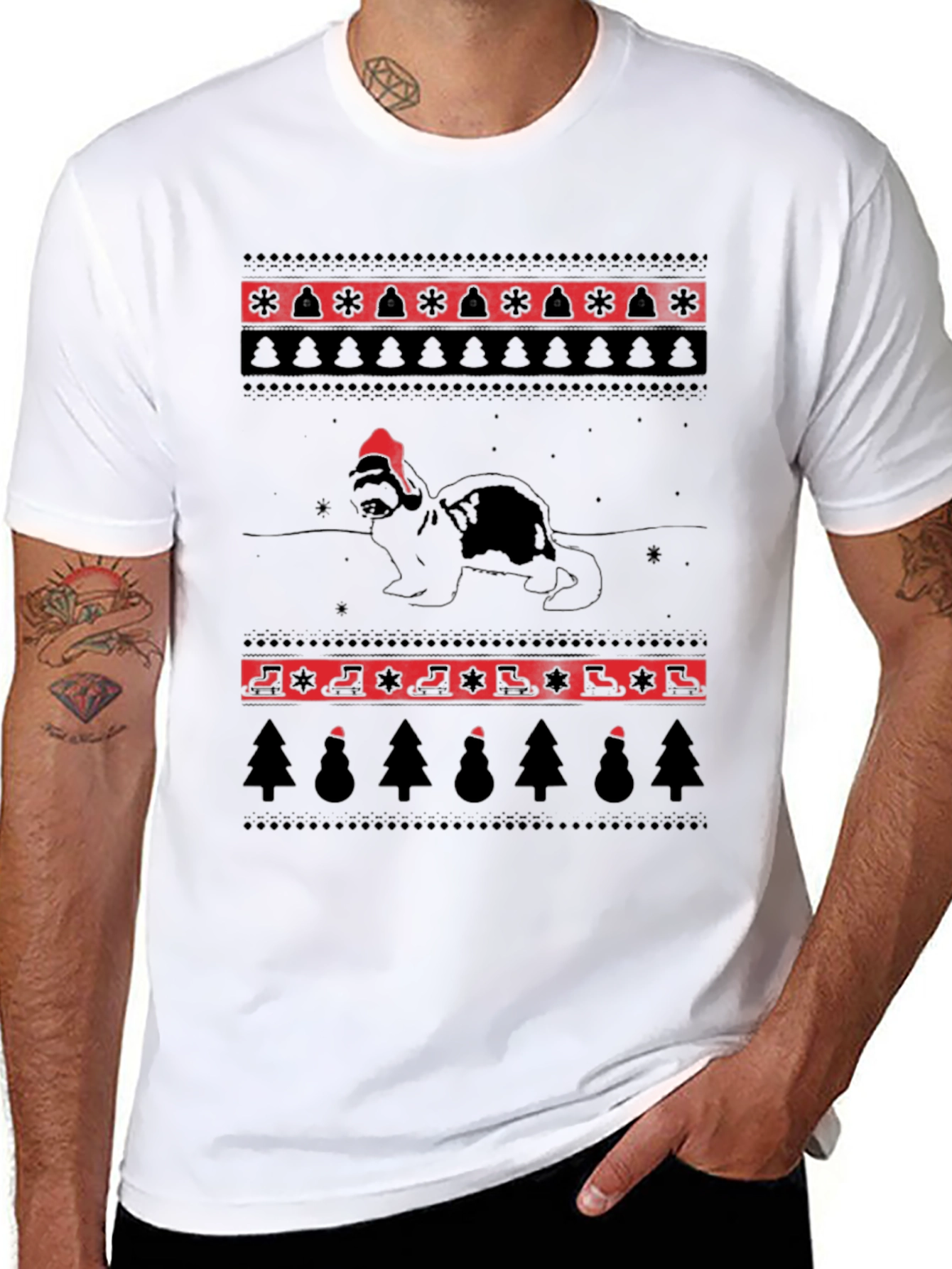 Festive Ferret Christmas Pattern Tee