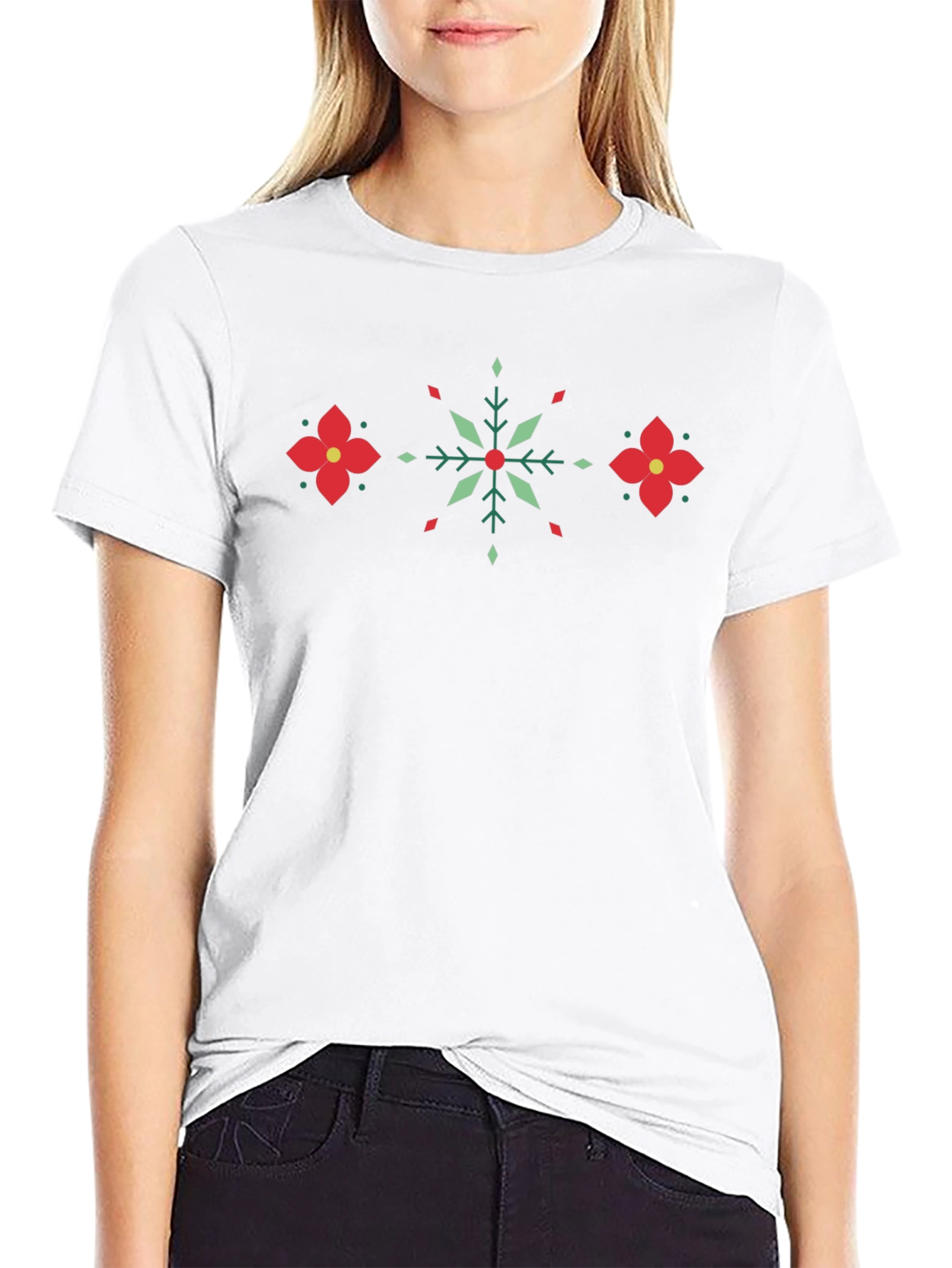 Festive Geometric Floral Pattern T-Shirt