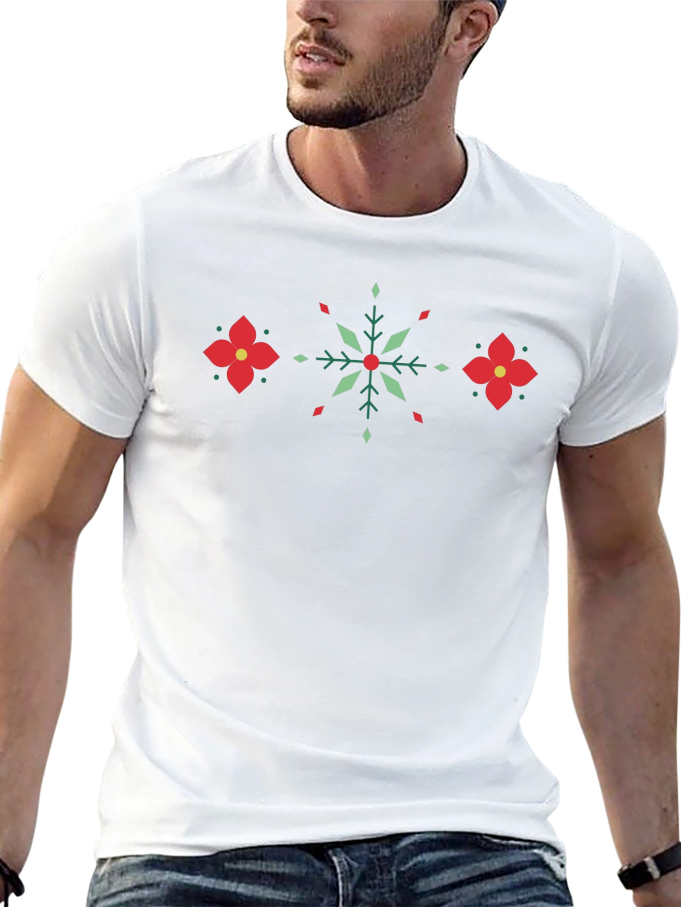 Festive Geometric Floral Pattern T-Shirt
