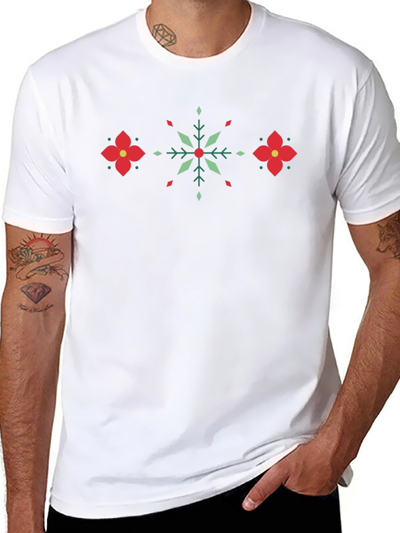 Festive Geometric Floral Pattern T-Shirt