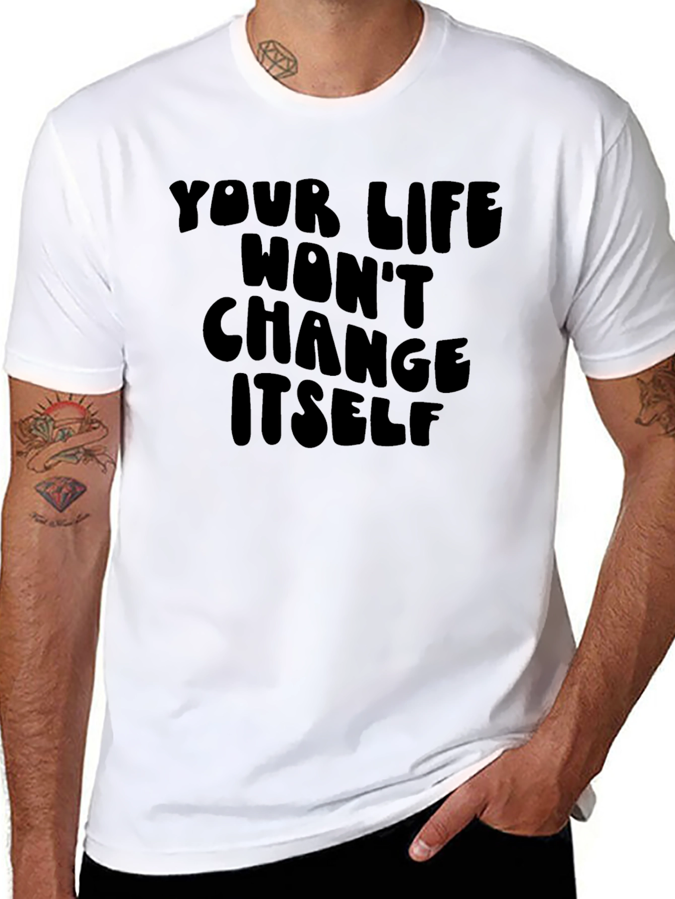 Motivational Black T-Shirt - Change Yourself