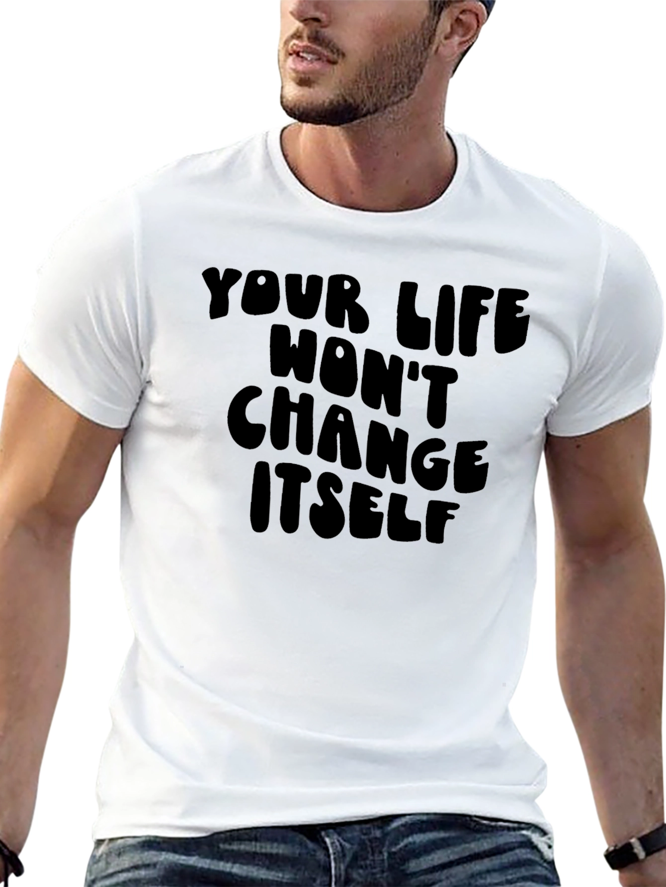 Motivational Black T-Shirt - Change Yourself