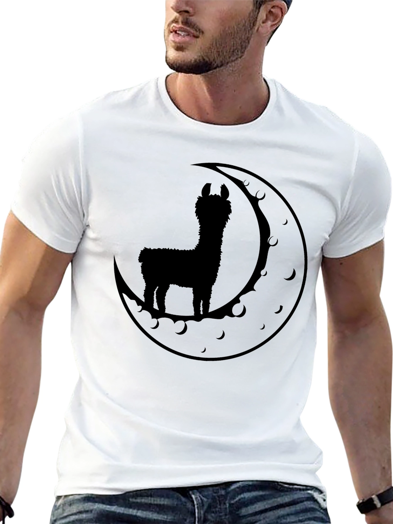 Llama Moon Silhouette T-Shirt - Black Graphic Tee