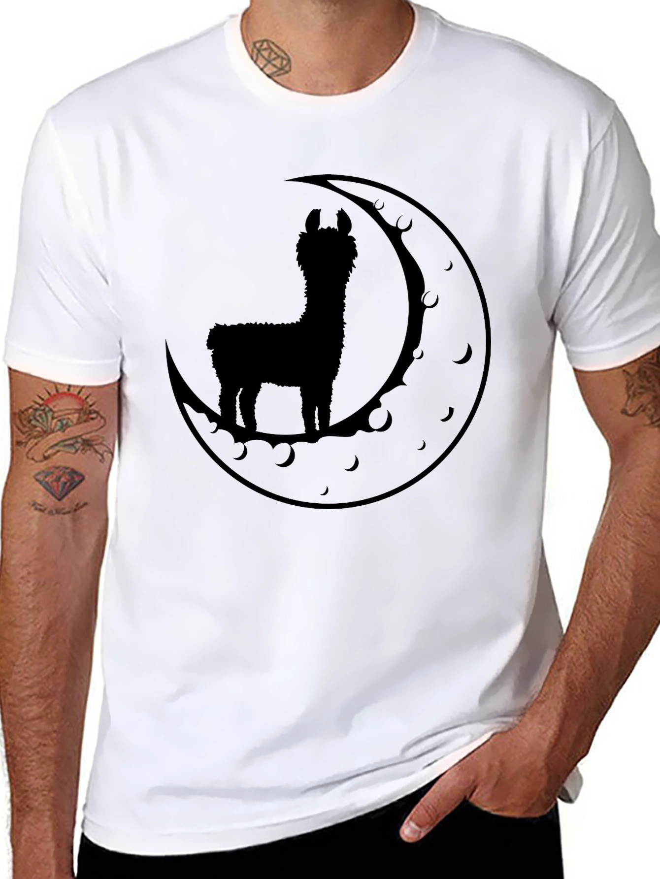 Llama Moon Silhouette T-Shirt - Black Graphic Tee