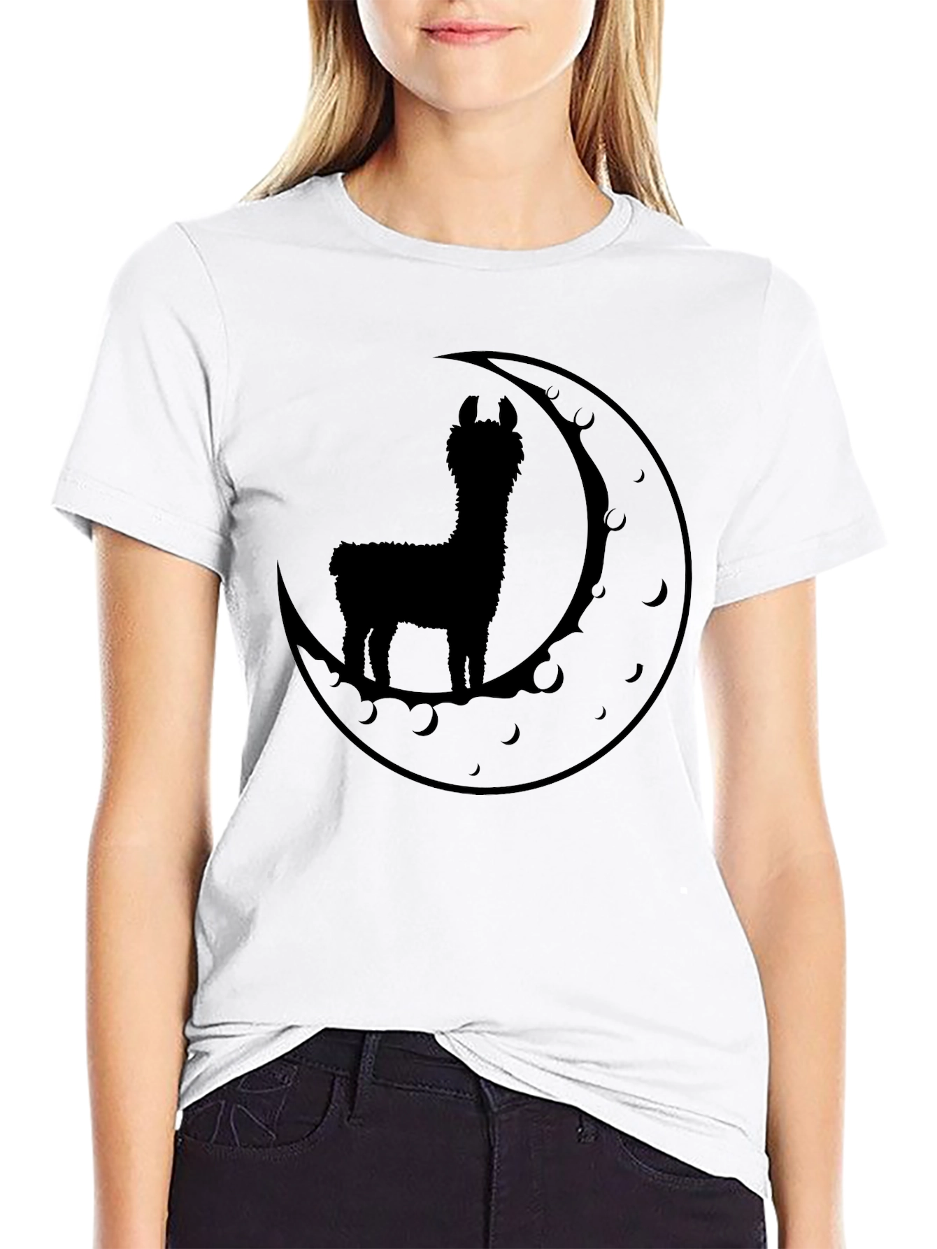 Llama Moon Silhouette T-Shirt - Black Graphic Tee