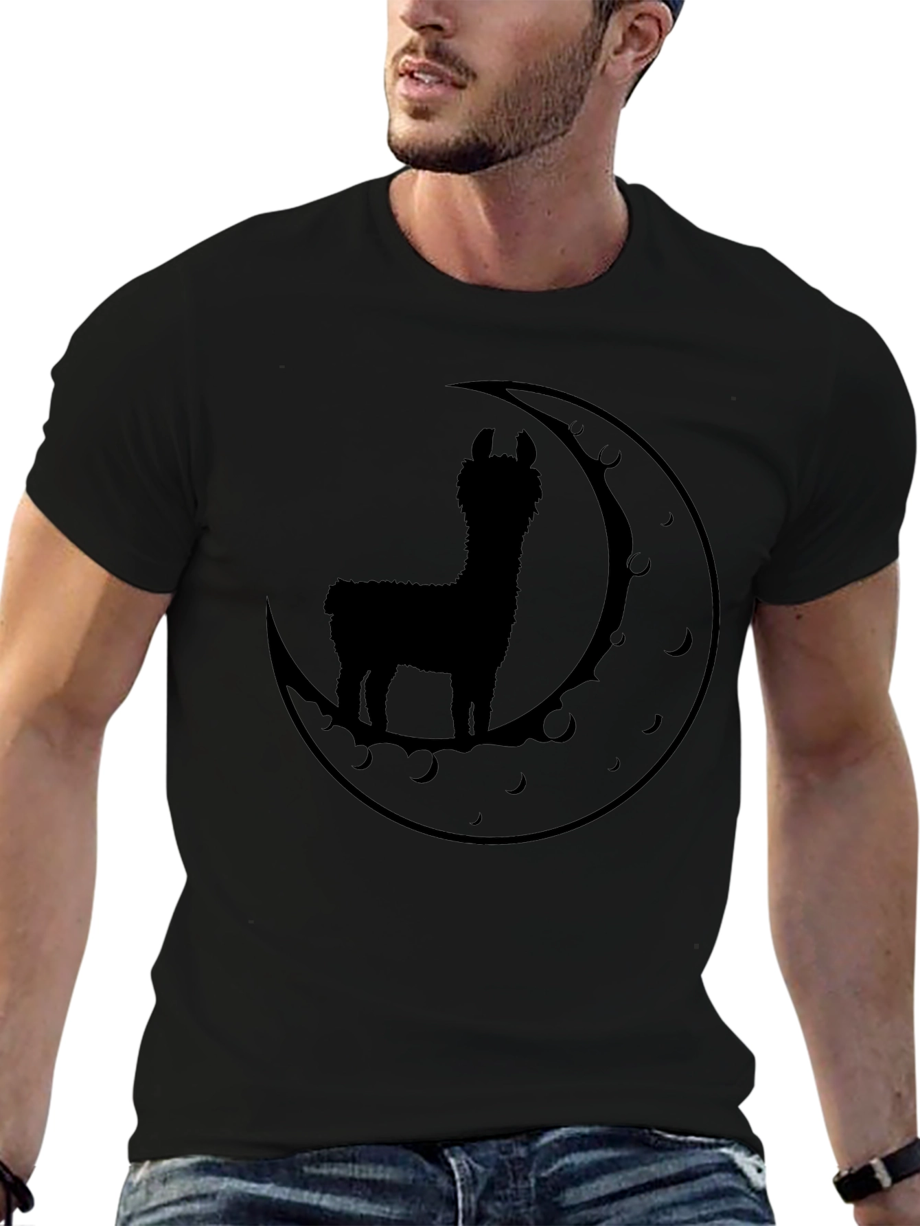 Llama Moon Silhouette T-Shirt - Black Graphic Tee