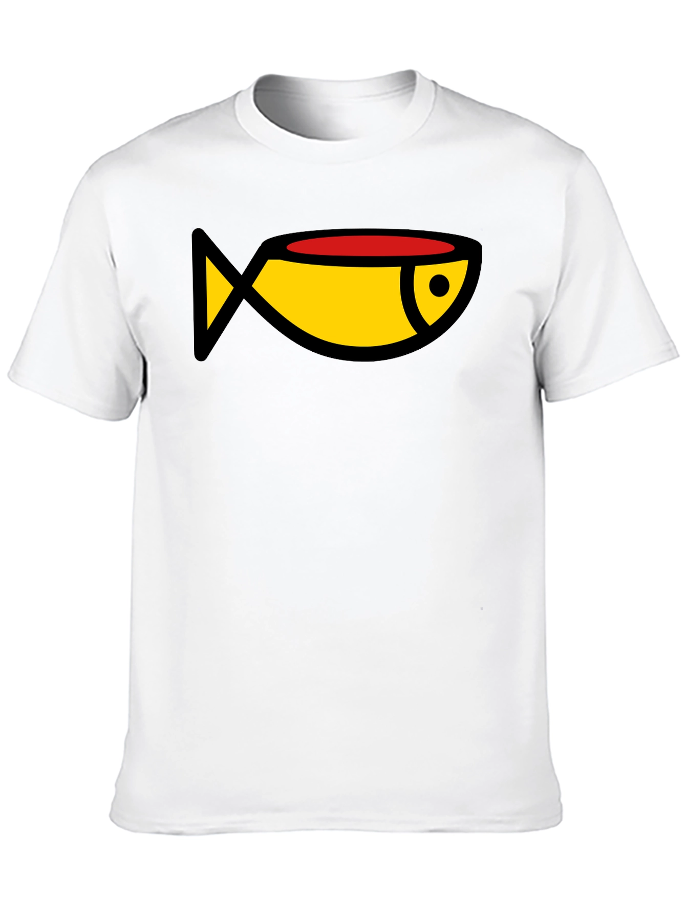Cartoon Fish Graphic Tee - Black Casual T-Shirt