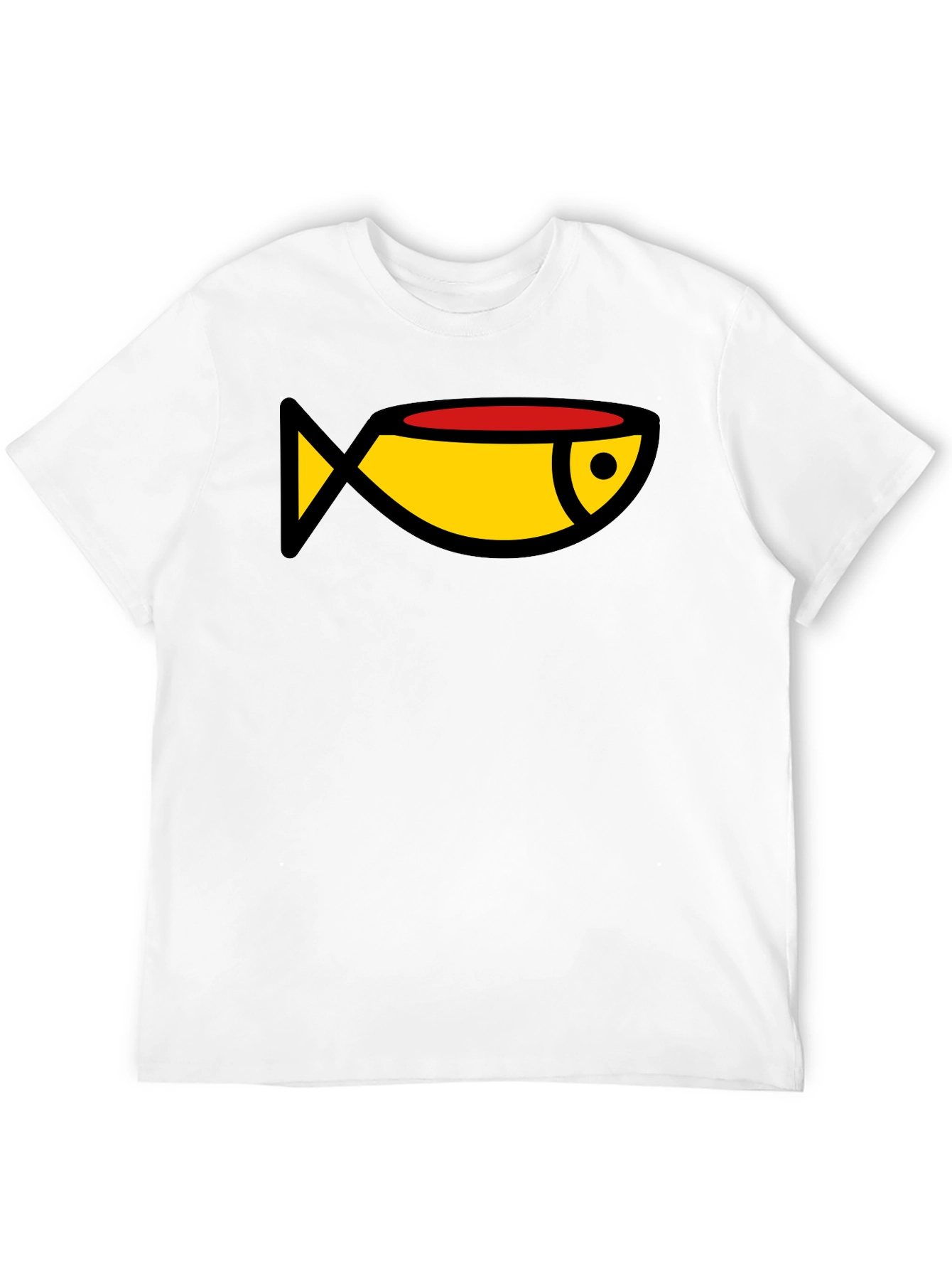 Cartoon Fish Graphic Tee - Black Casual T-Shirt