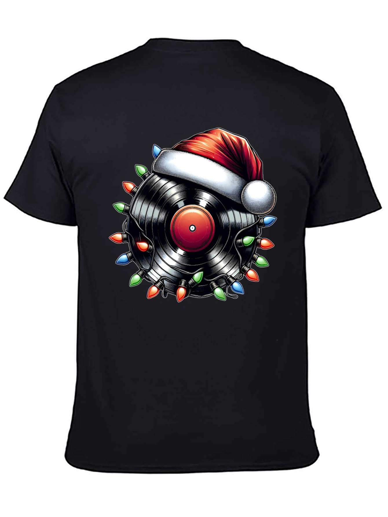 Festive Vinyl Record Santa Hat T-Shirt