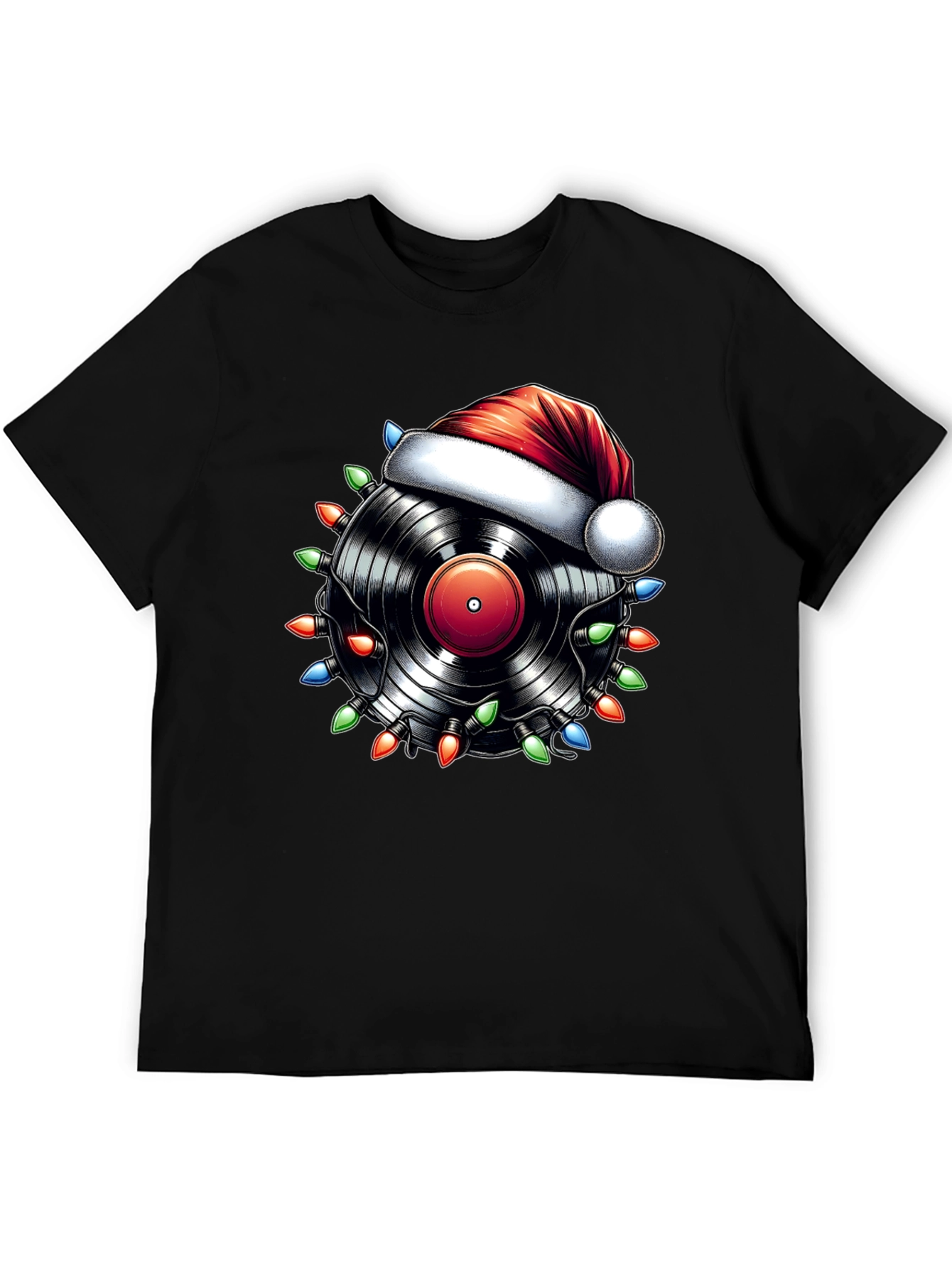 Festive Vinyl Record Santa Hat T-Shirt