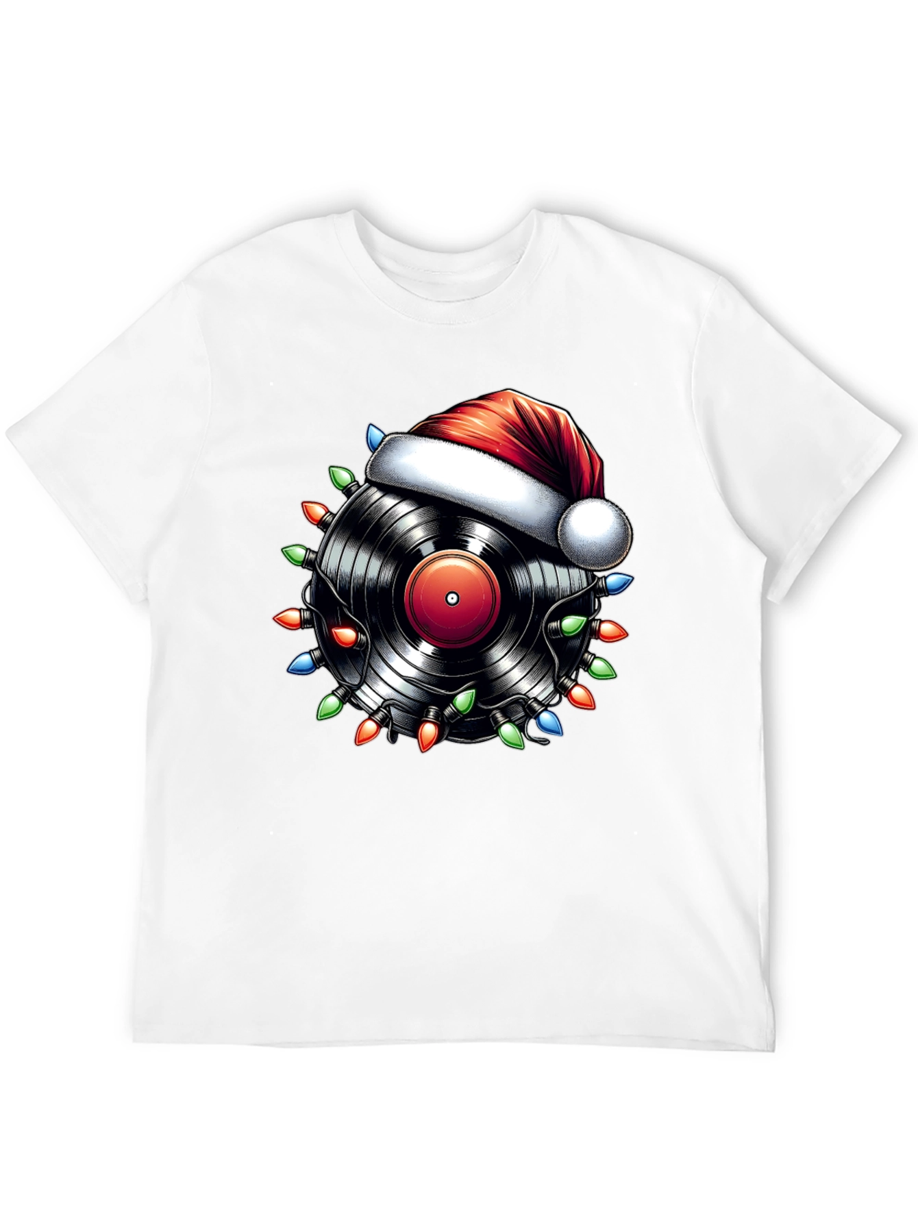 Festive Vinyl Record Santa Hat T-Shirt