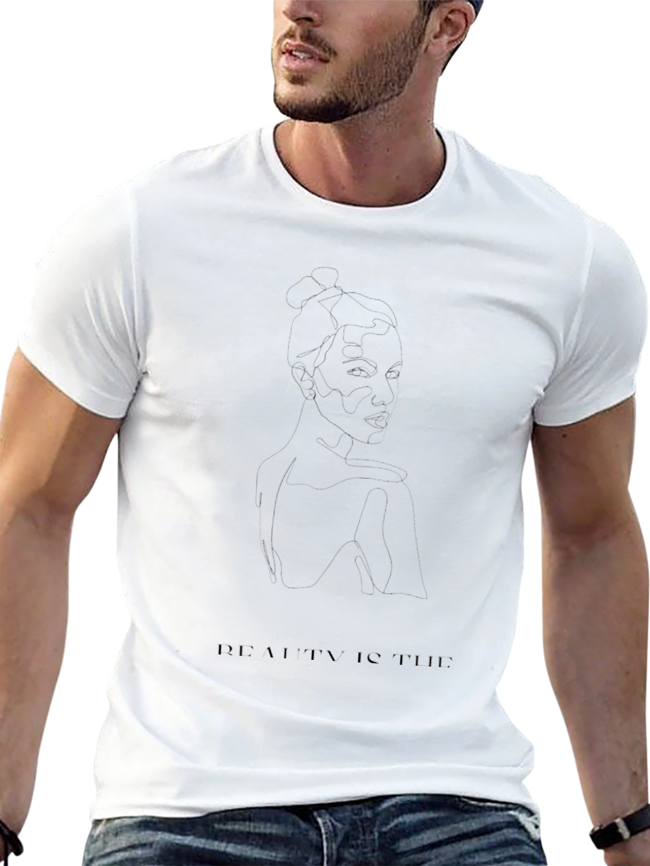 Minimalist Beauty Line Art Black T-Shirt