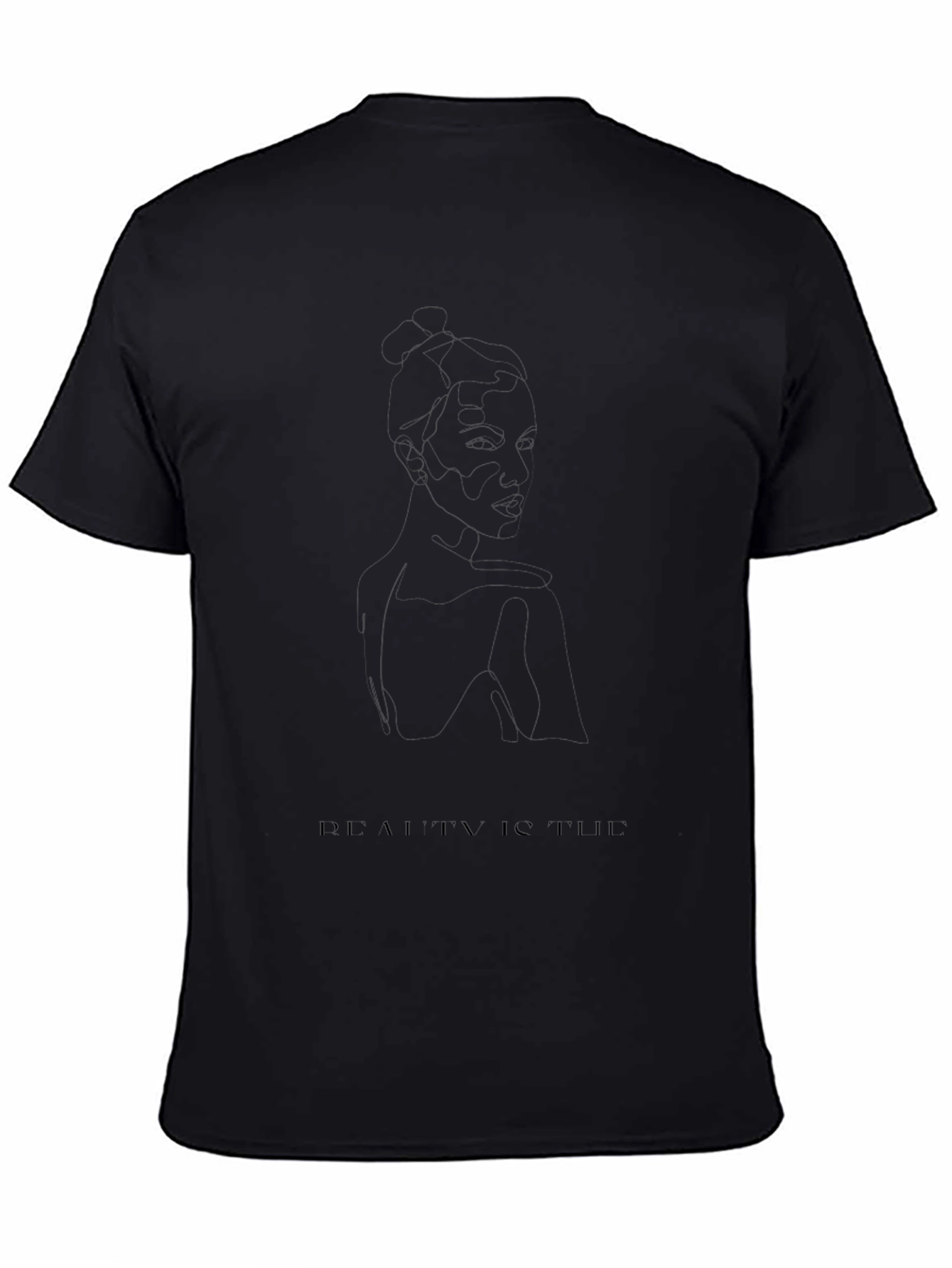 Minimalist Beauty Line Art Black T-Shirt