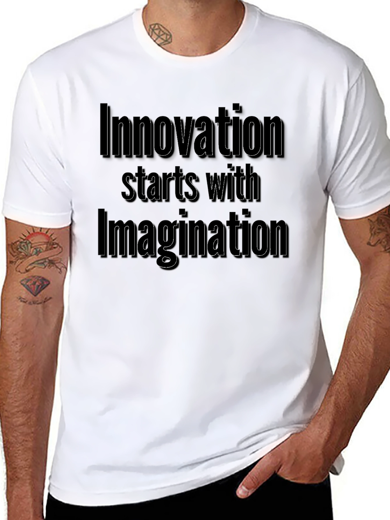 Innovation Imagination Black Graphic T-Shirt