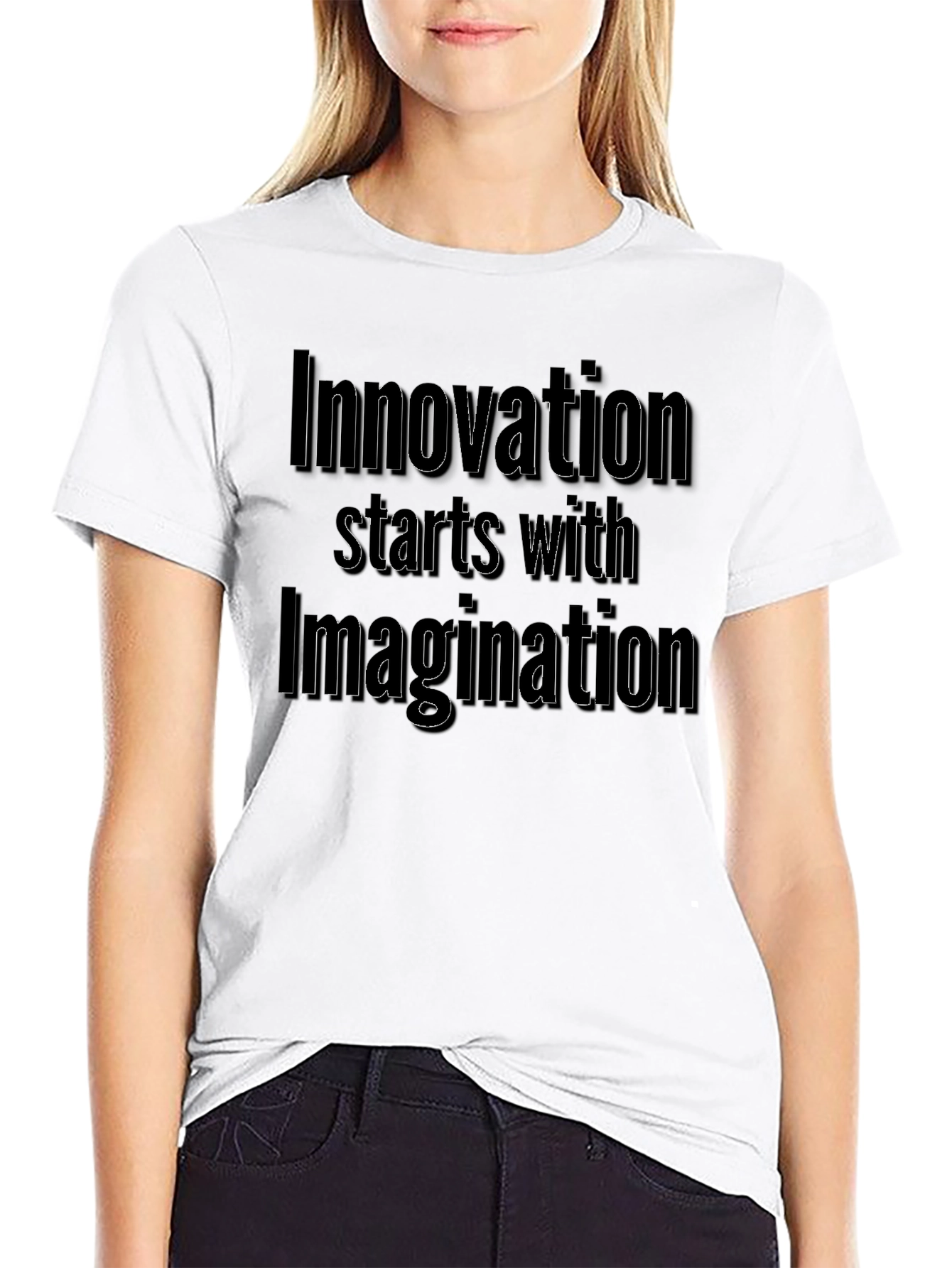 Innovation Imagination Black Graphic T-Shirt