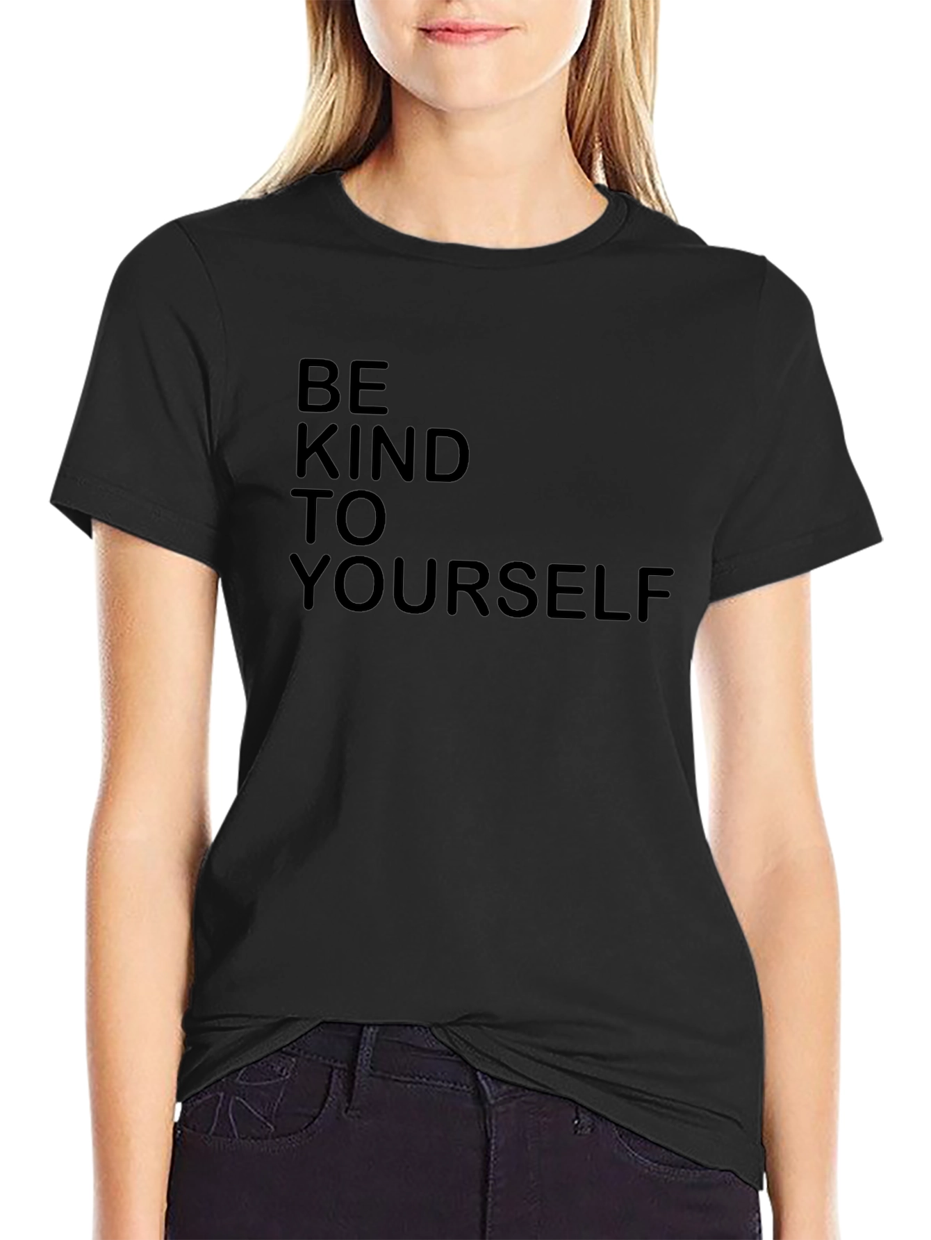 Be Kind To Yourself Black Graphic Tee Shirt