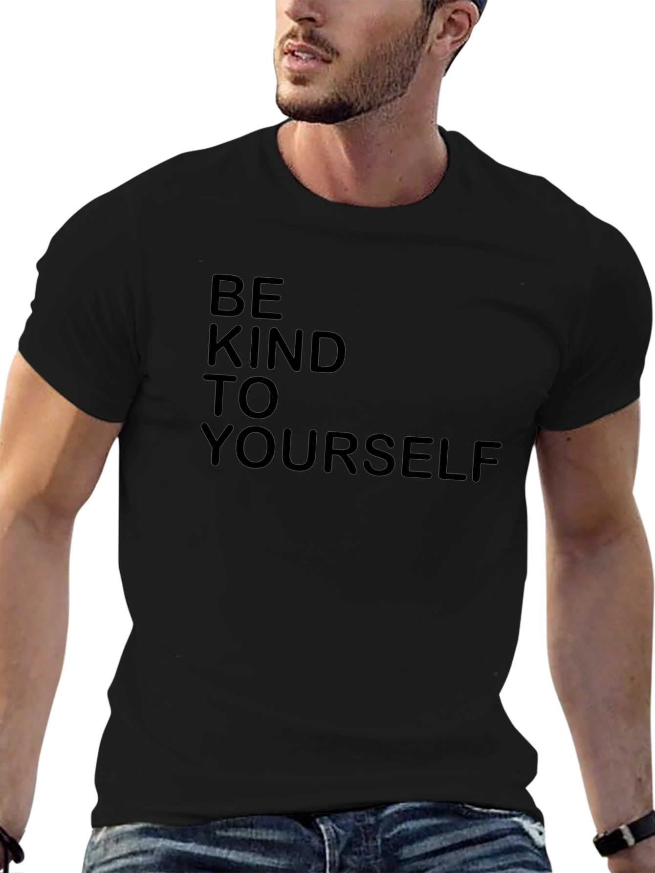 Be Kind To Yourself Black Graphic Tee Shirt