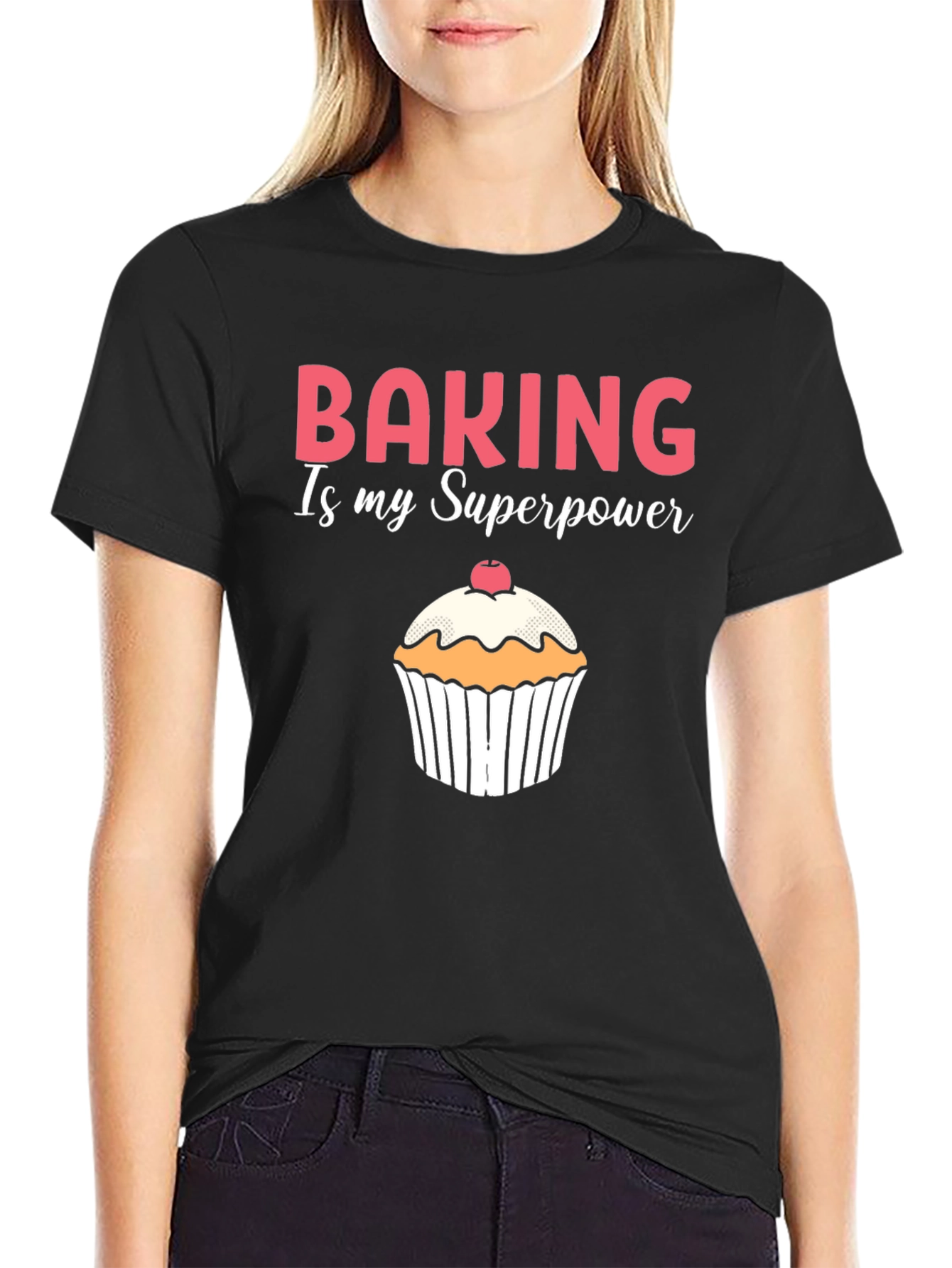 Baking is My Superpower Black T-Shirt