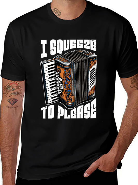 I Squeeze To Please Accordion Black T-Shirt