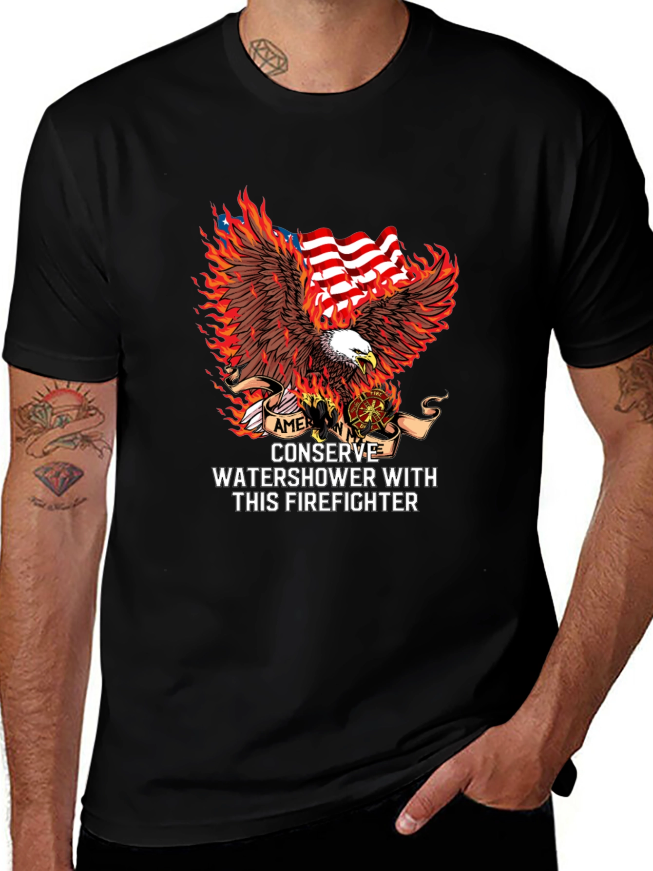 American Firefighter Eagle Graphic Tee
