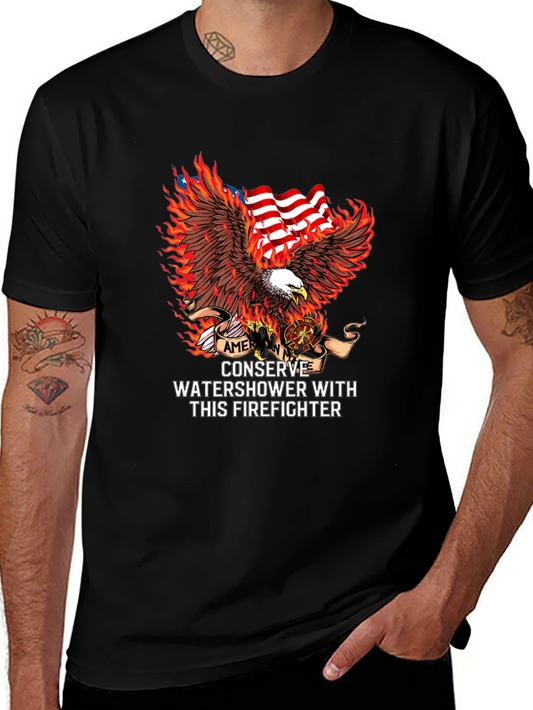 American Firefighter Eagle Graphic Tee