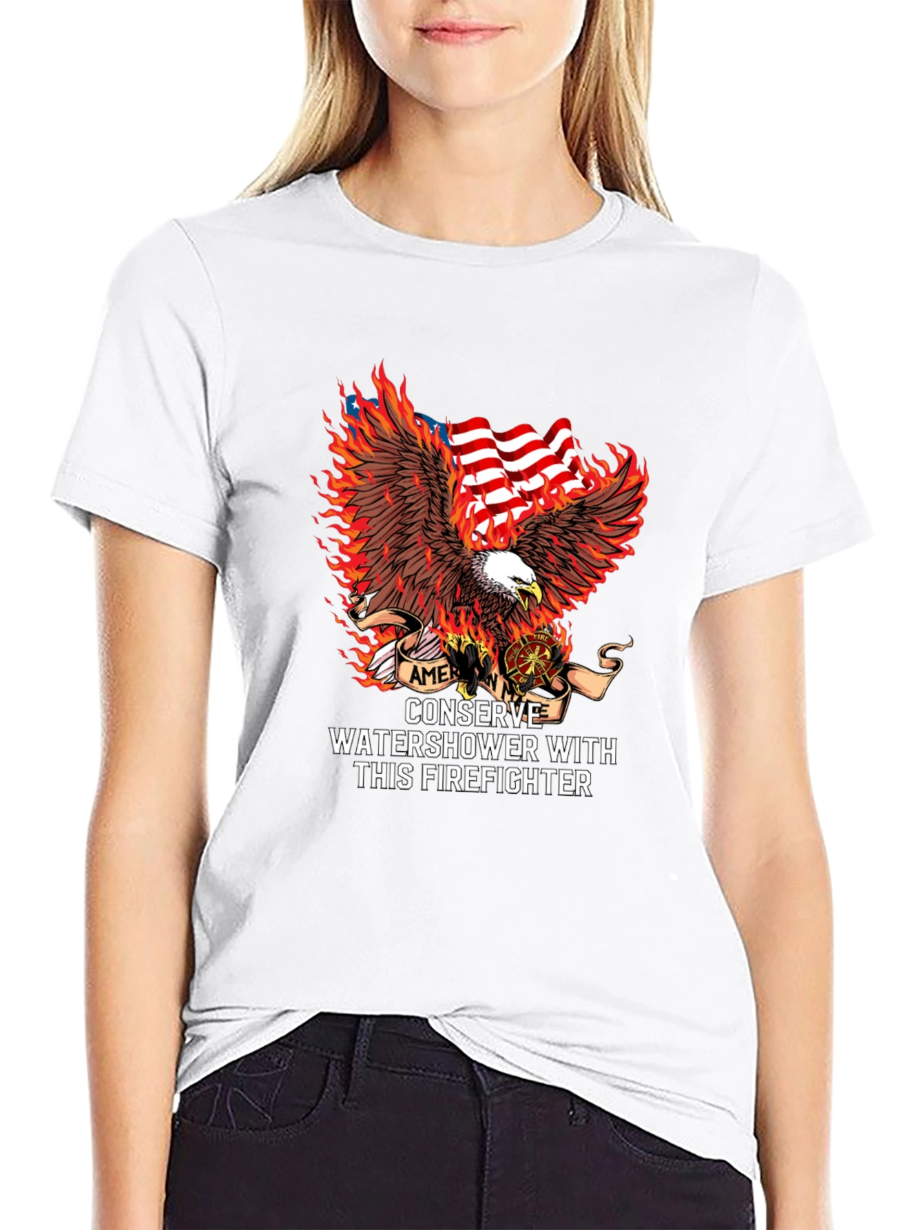 American Firefighter Eagle Graphic Tee