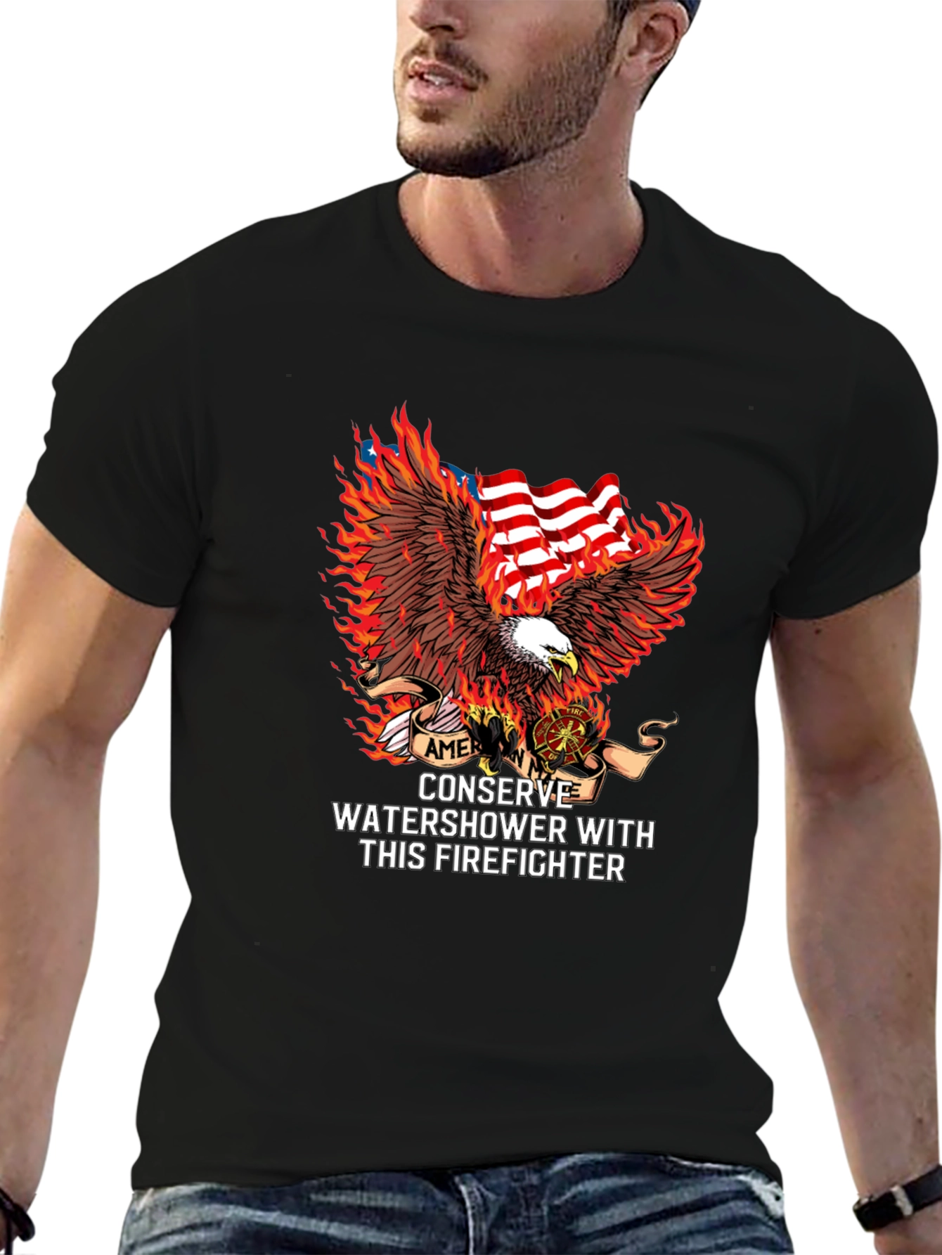 American Firefighter Eagle Graphic Tee