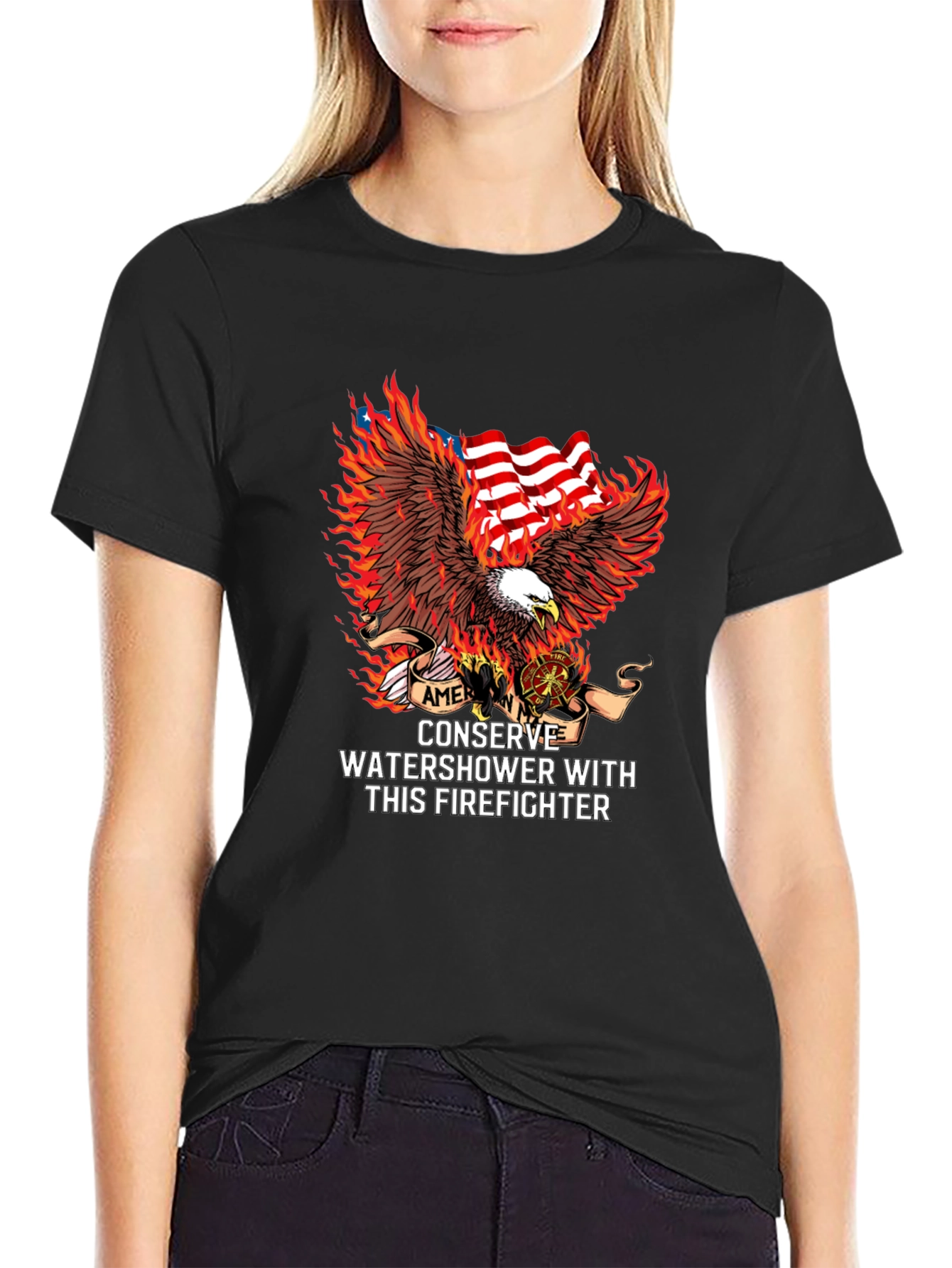 American Firefighter Eagle Graphic Tee