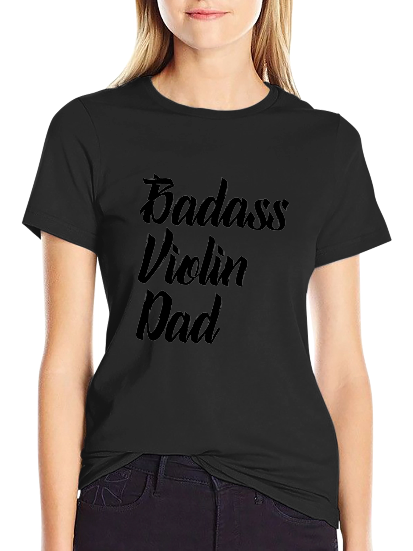 Badass Violin Dad Black T-Shirt