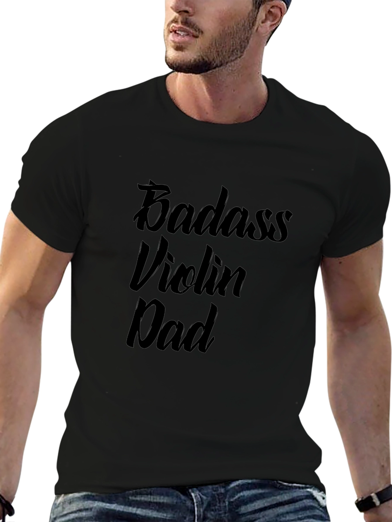 Badass Violin Dad Black T-Shirt