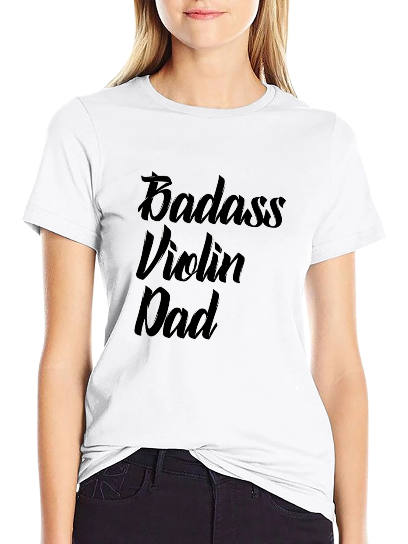 Badass Violin Dad Black T-Shirt