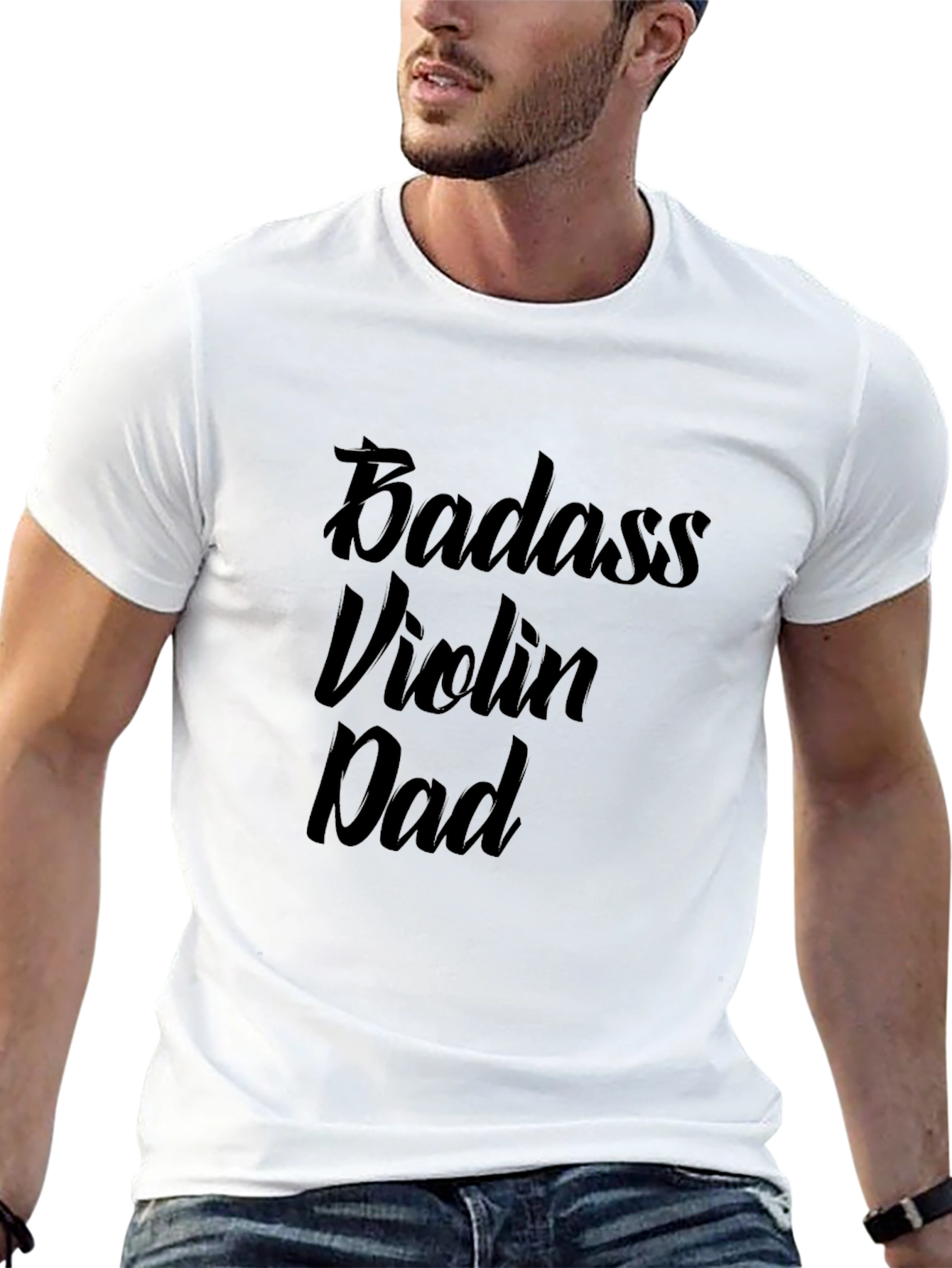 Badass Violin Dad Black T-Shirt