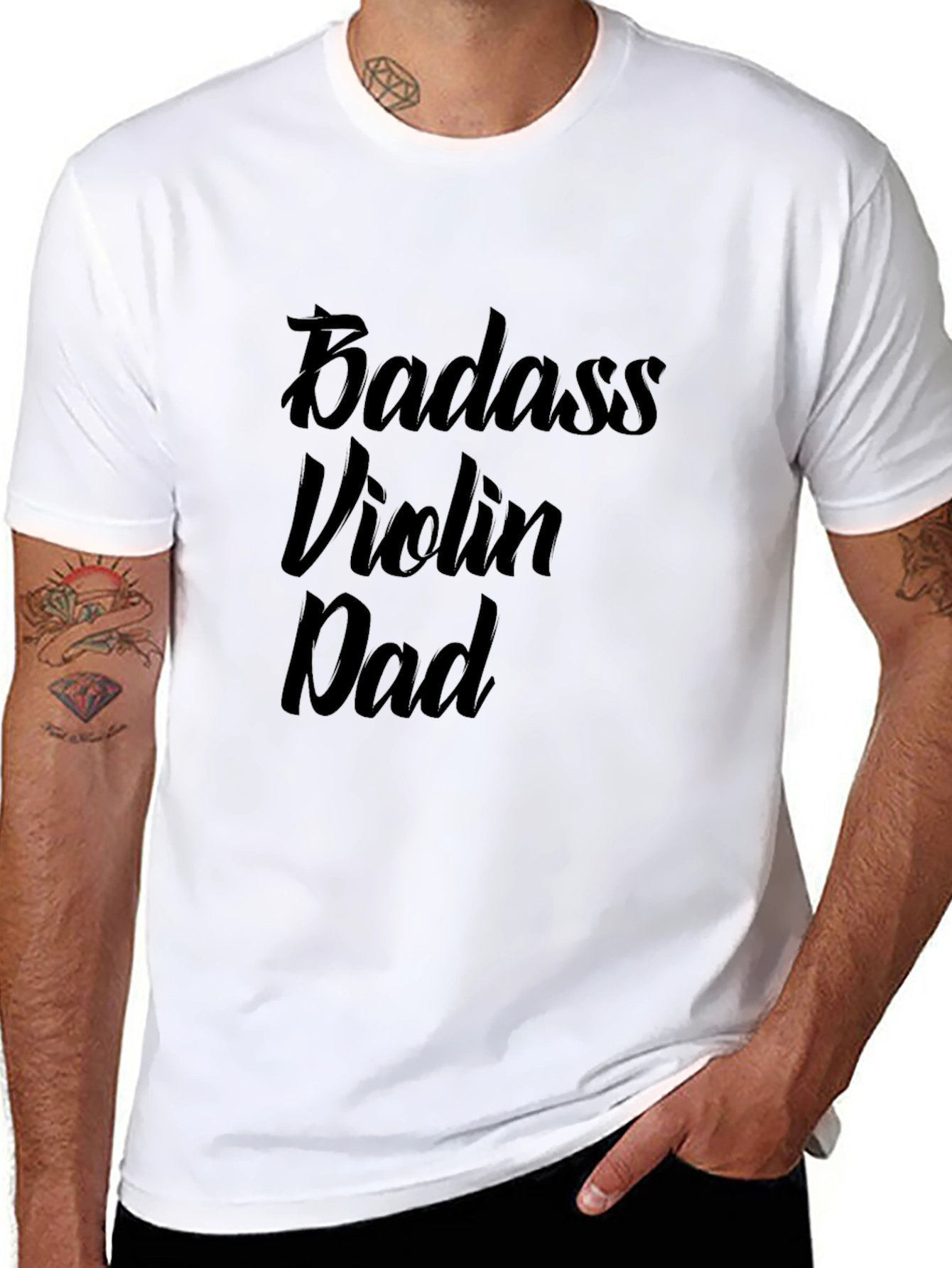 Badass Violin Dad Black T-Shirt