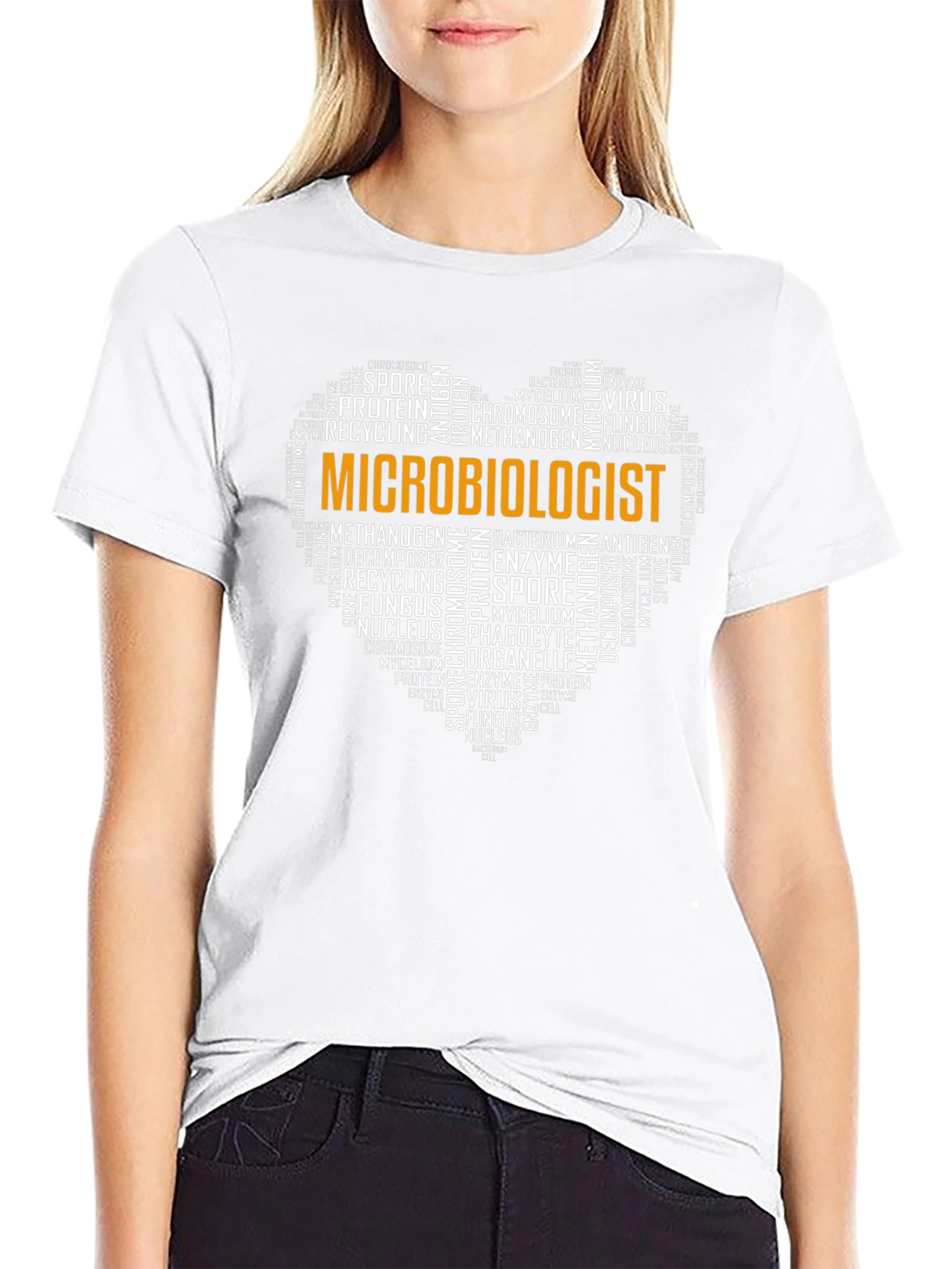 Microbiologist Word Art Heart T-Shirt