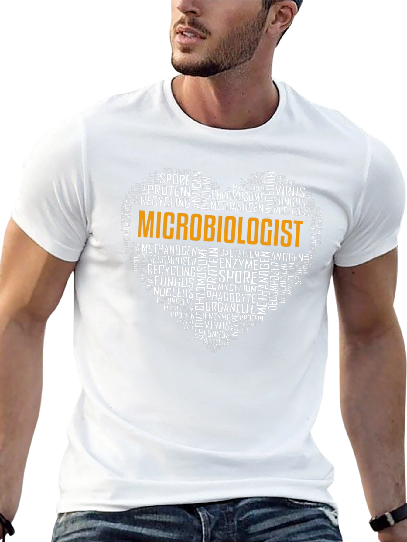 Microbiologist Word Art Heart T-Shirt