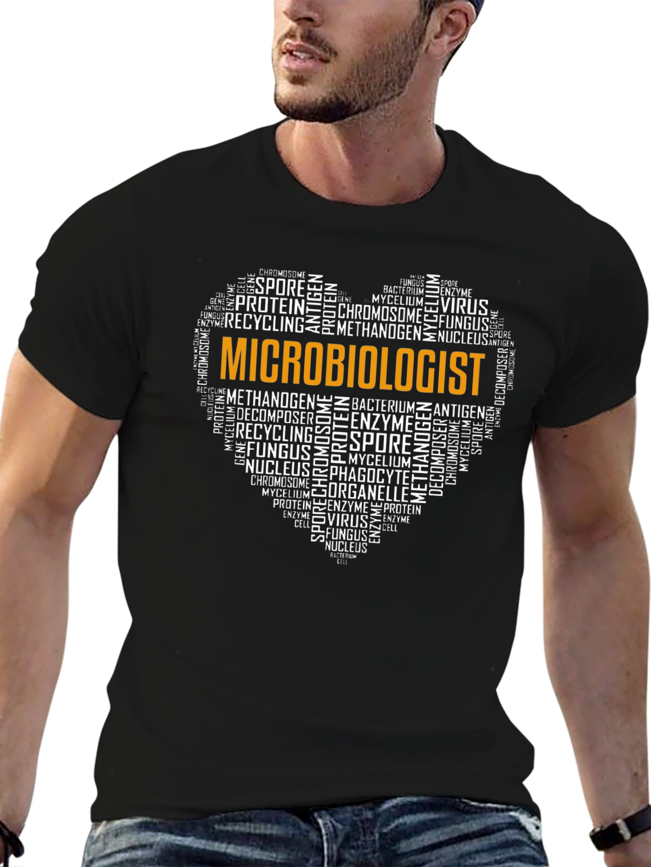 Microbiologist Word Art Heart T-Shirt