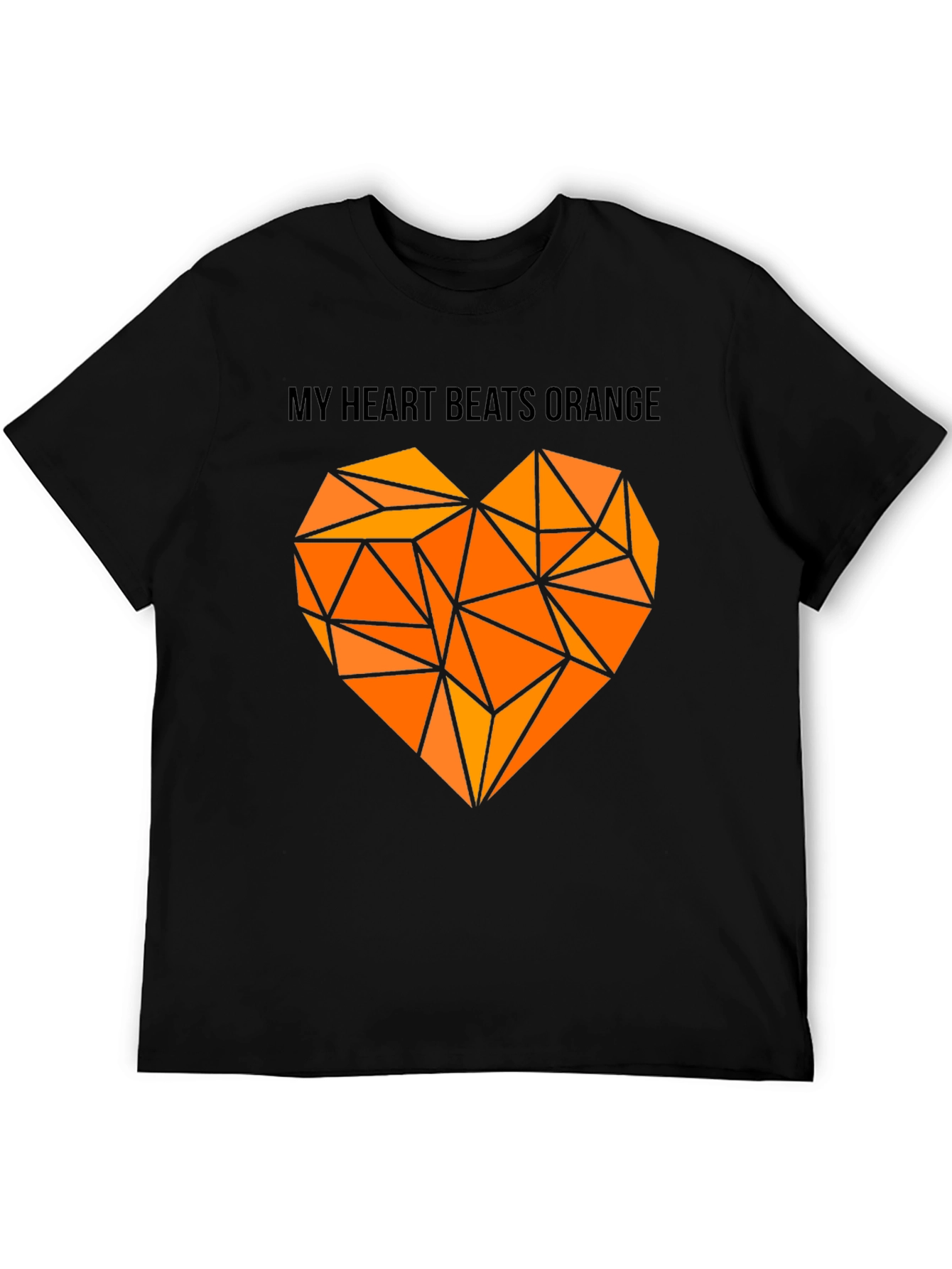 Orange Heartbeat Graphic Tee - Modern Geometric Design