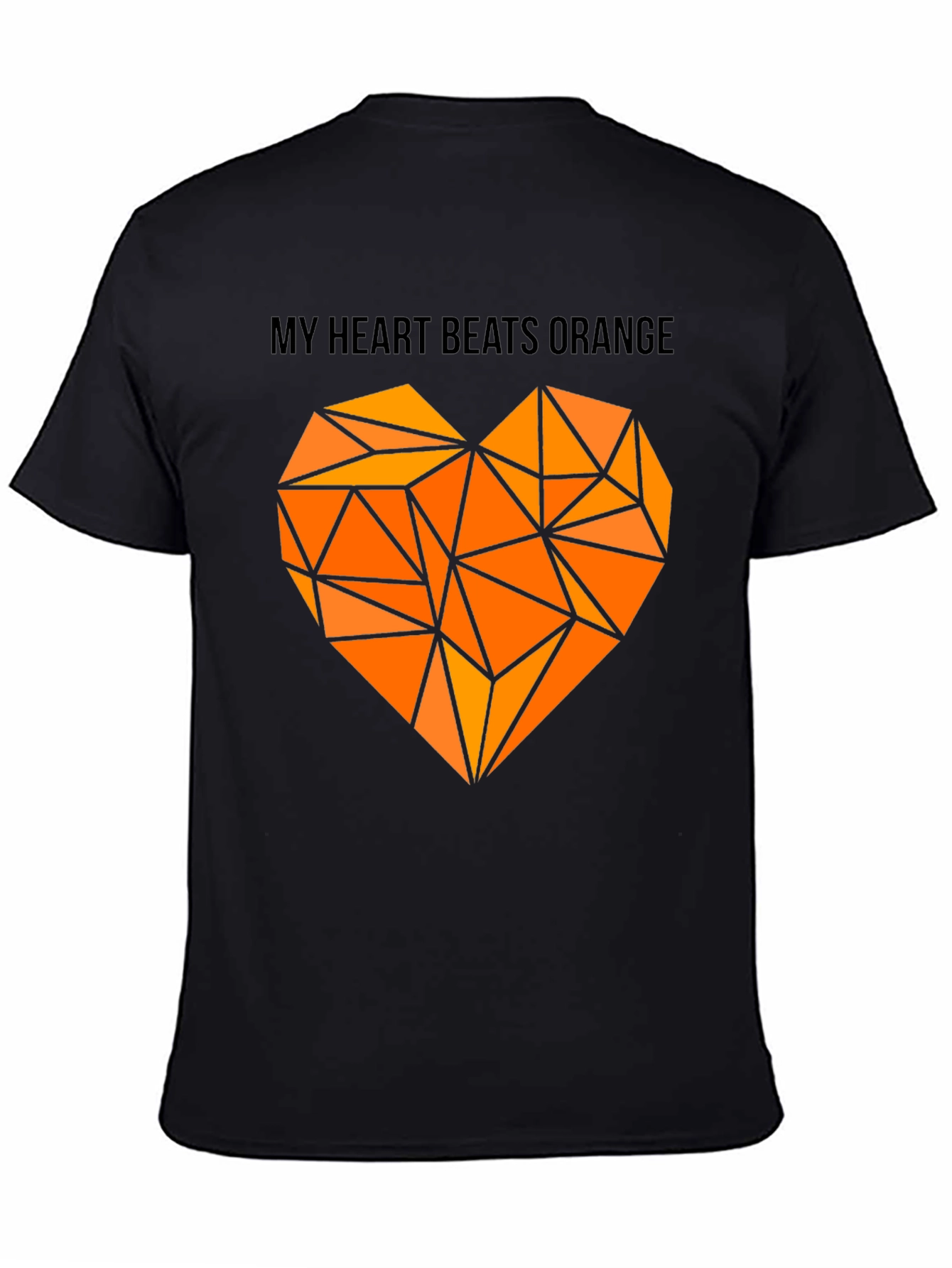 Orange Heartbeat Graphic Tee - Modern Geometric Design