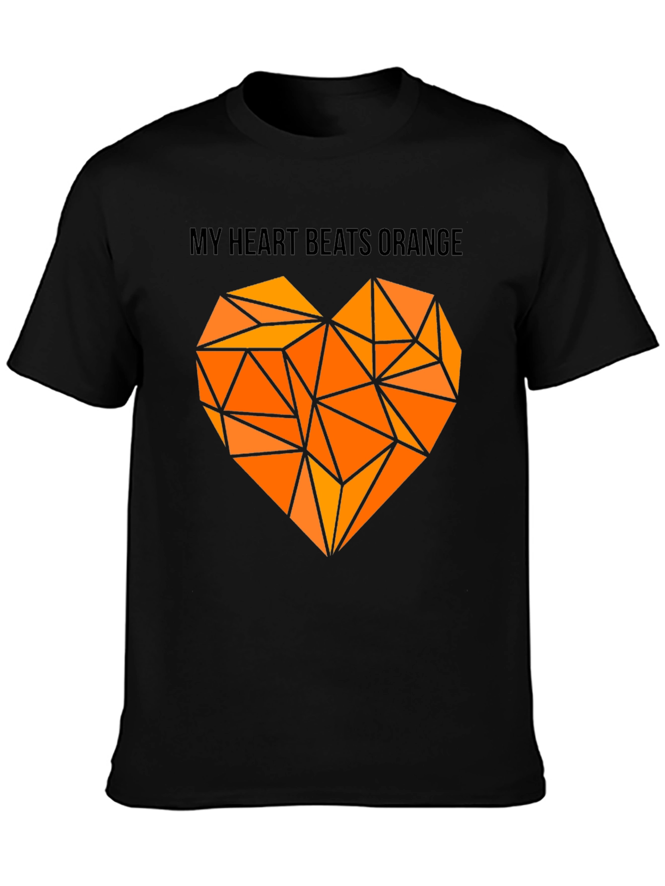 Orange Heartbeat Graphic Tee - Modern Geometric Design