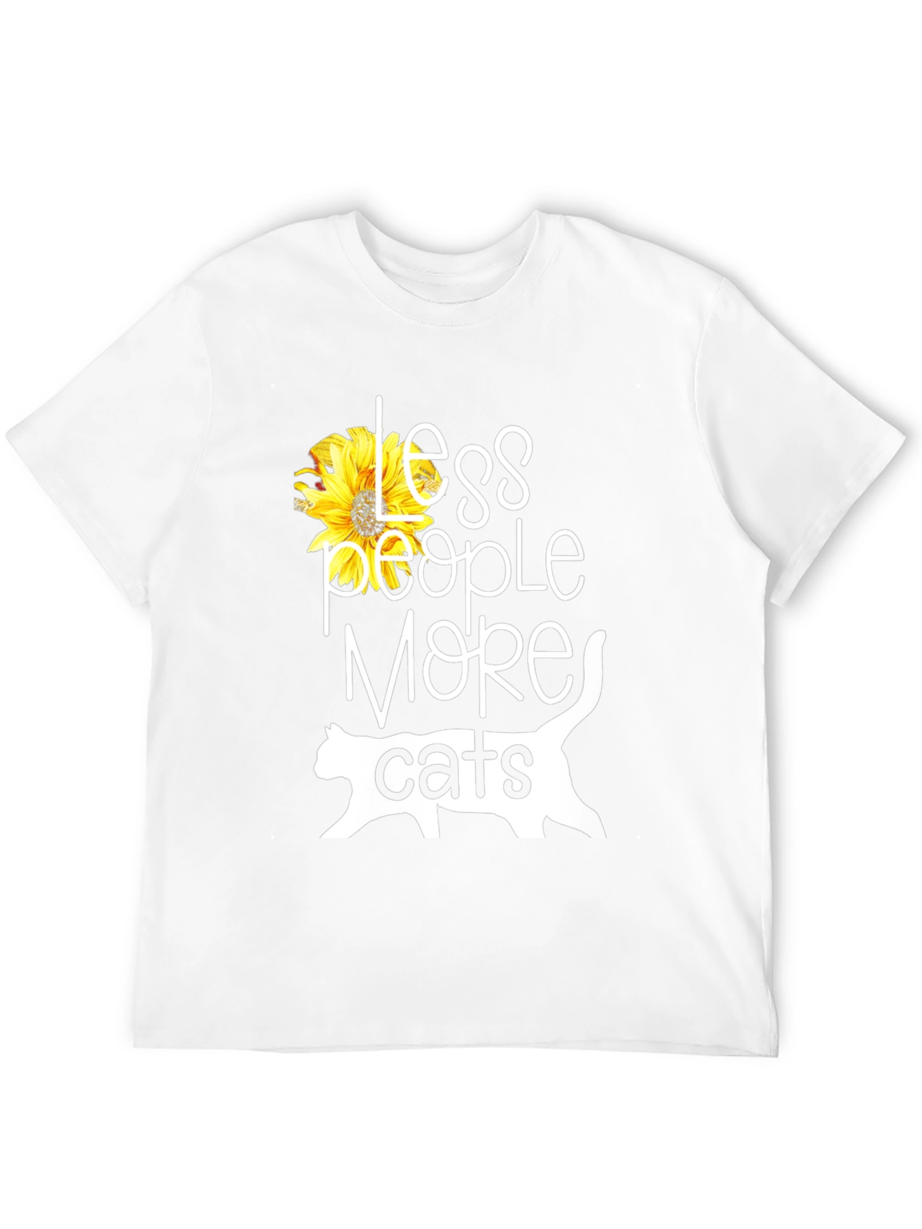 Less People More Cats Sunflower Graphic T-Shirt
