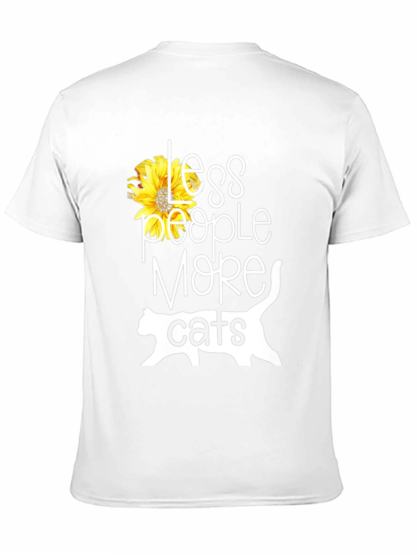 Less People More Cats Sunflower Graphic T-Shirt