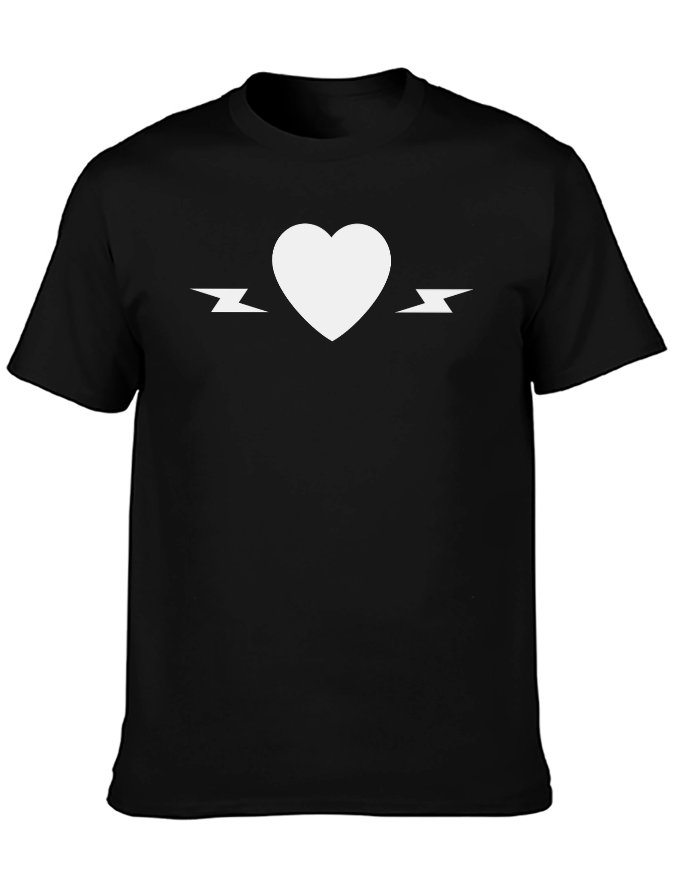 Heart & Lightning Bolt Graphic Tee - Black