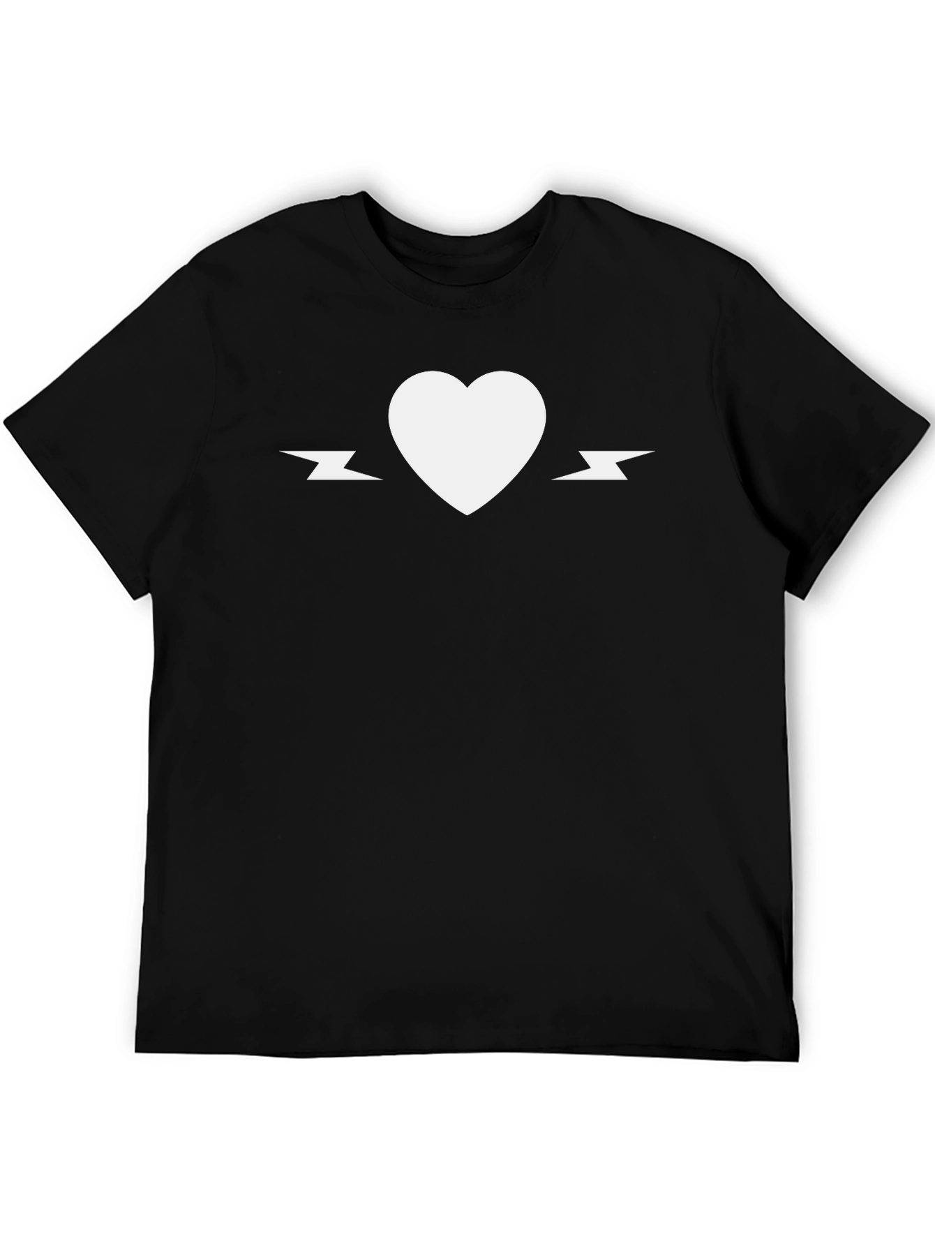 Heart & Lightning Bolt Graphic Tee - Black