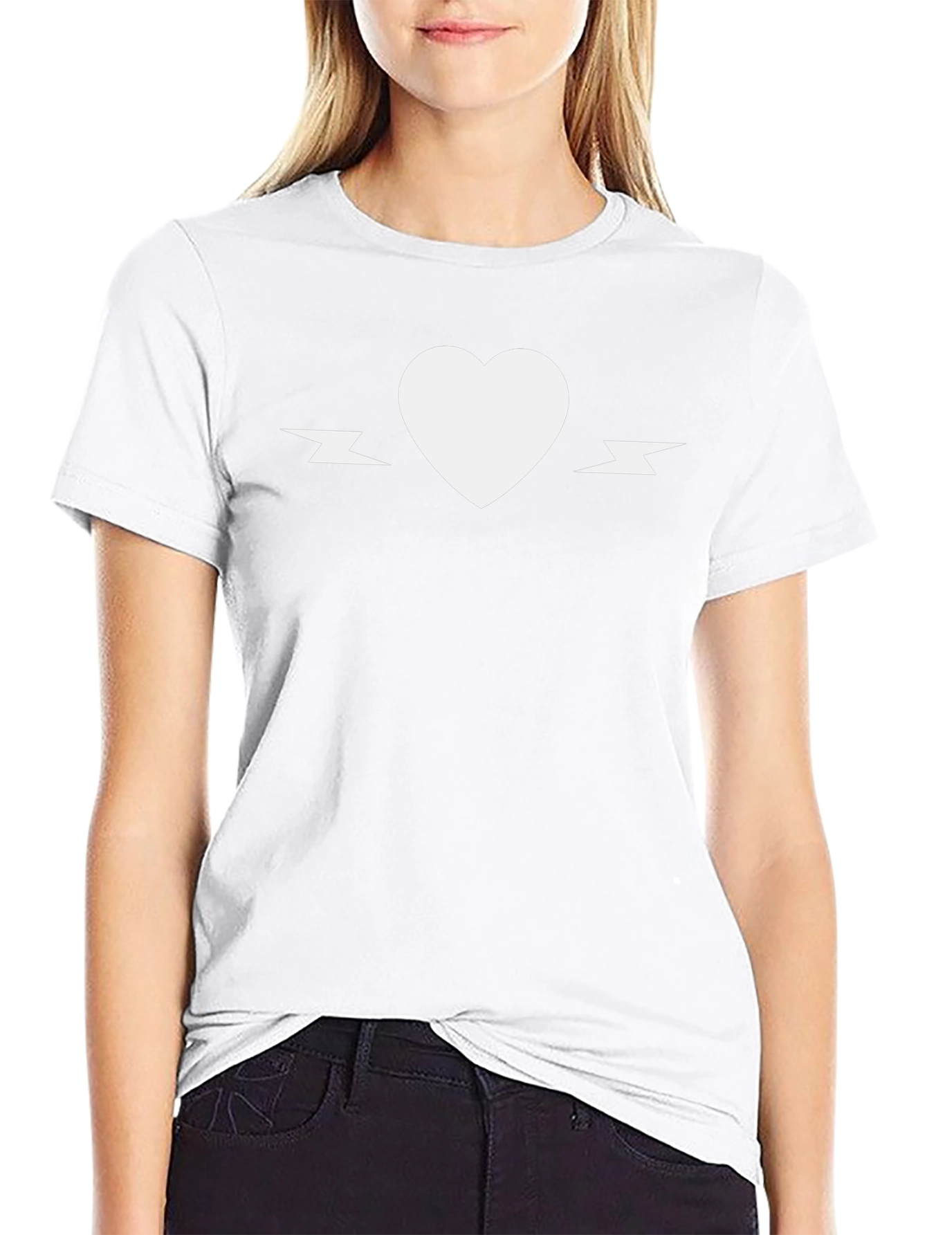 Heart & Lightning Bolt Graphic Tee - Black
