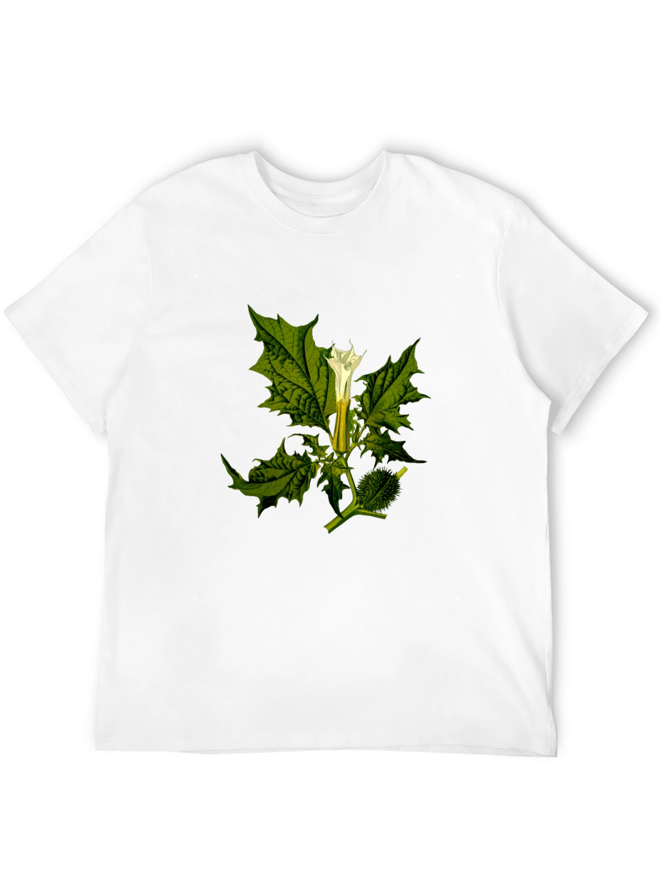 Botanical Datura Flower Graphic Black Tee