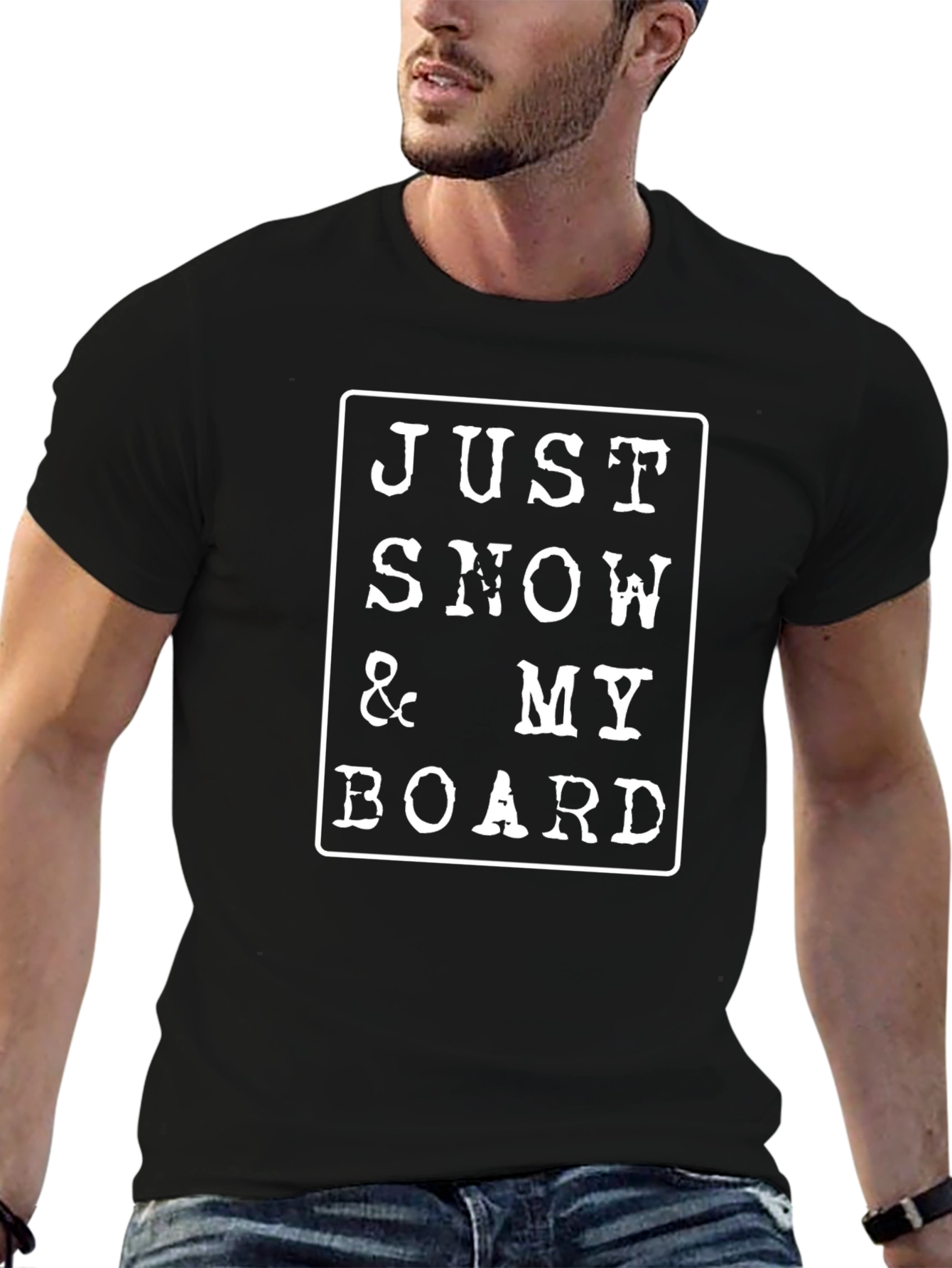 Just Snow & My Board Black Graphic Tee