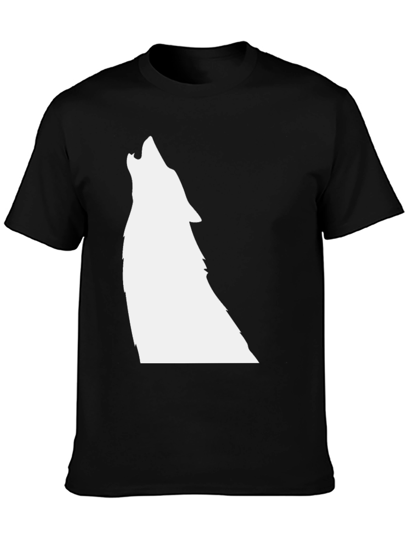 Black T-Shirt with Wolf Graphic